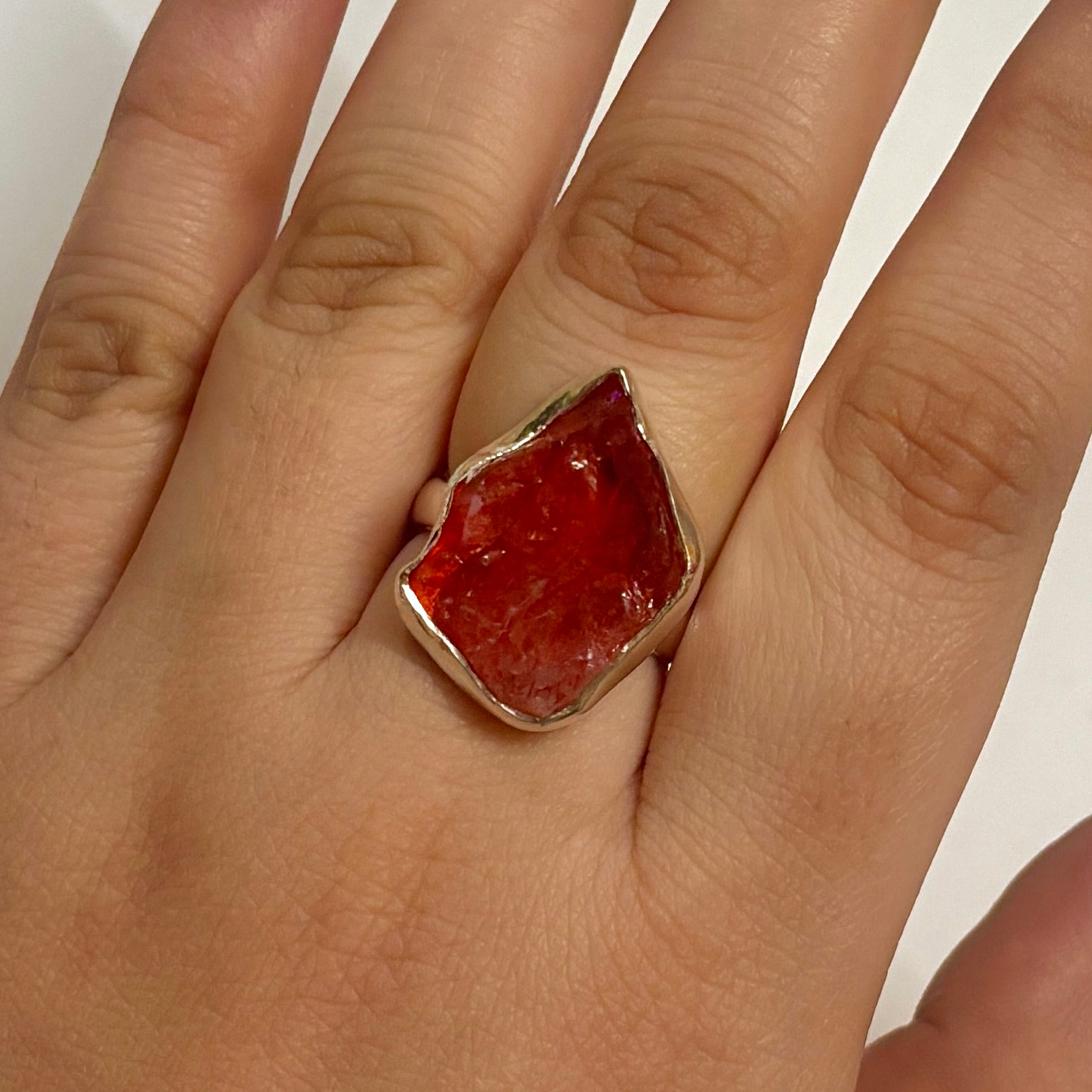 Titanium Druzy Orange Ring-(TDO-2-28)