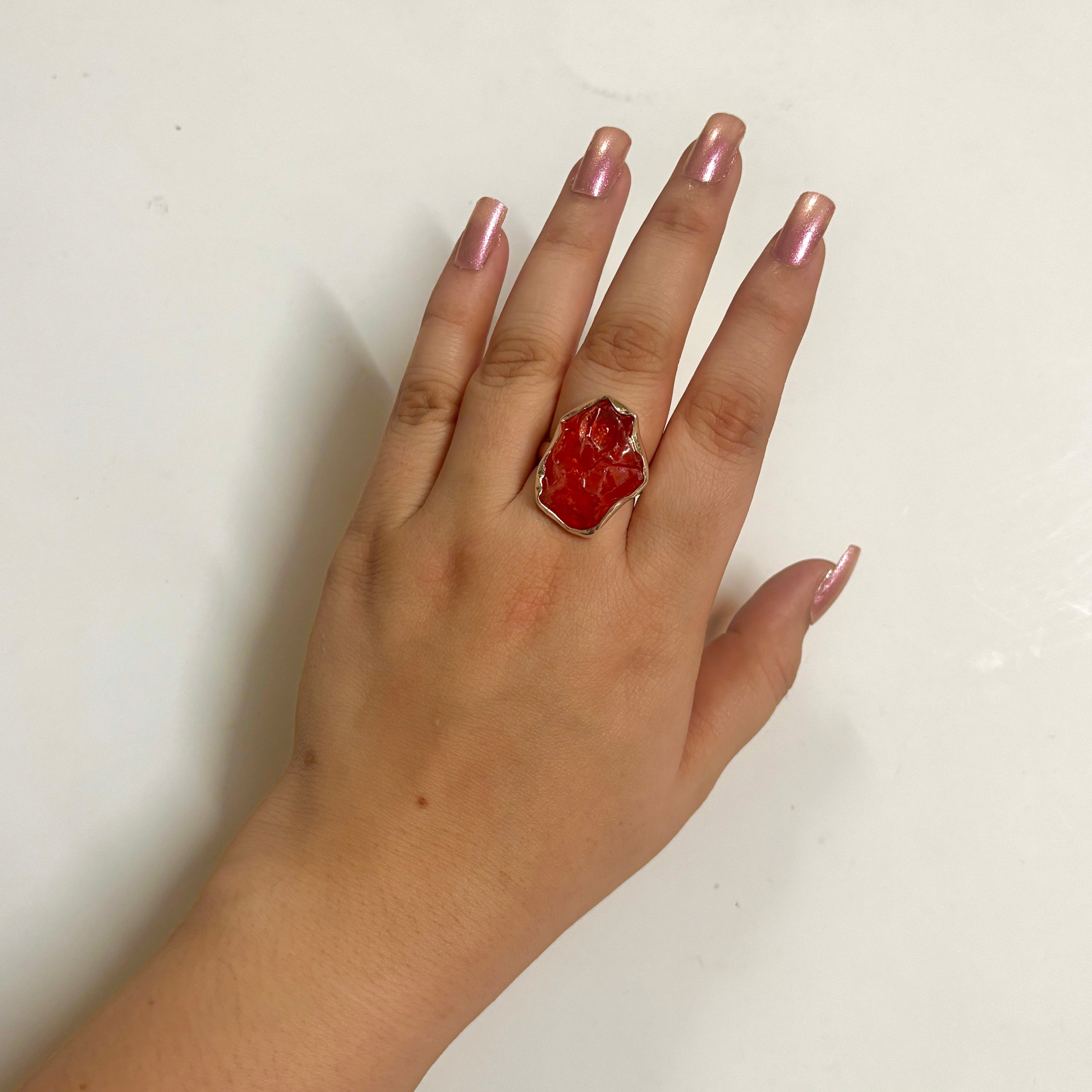 Titanium Druzy Orange Ring-(TDO-2-3)