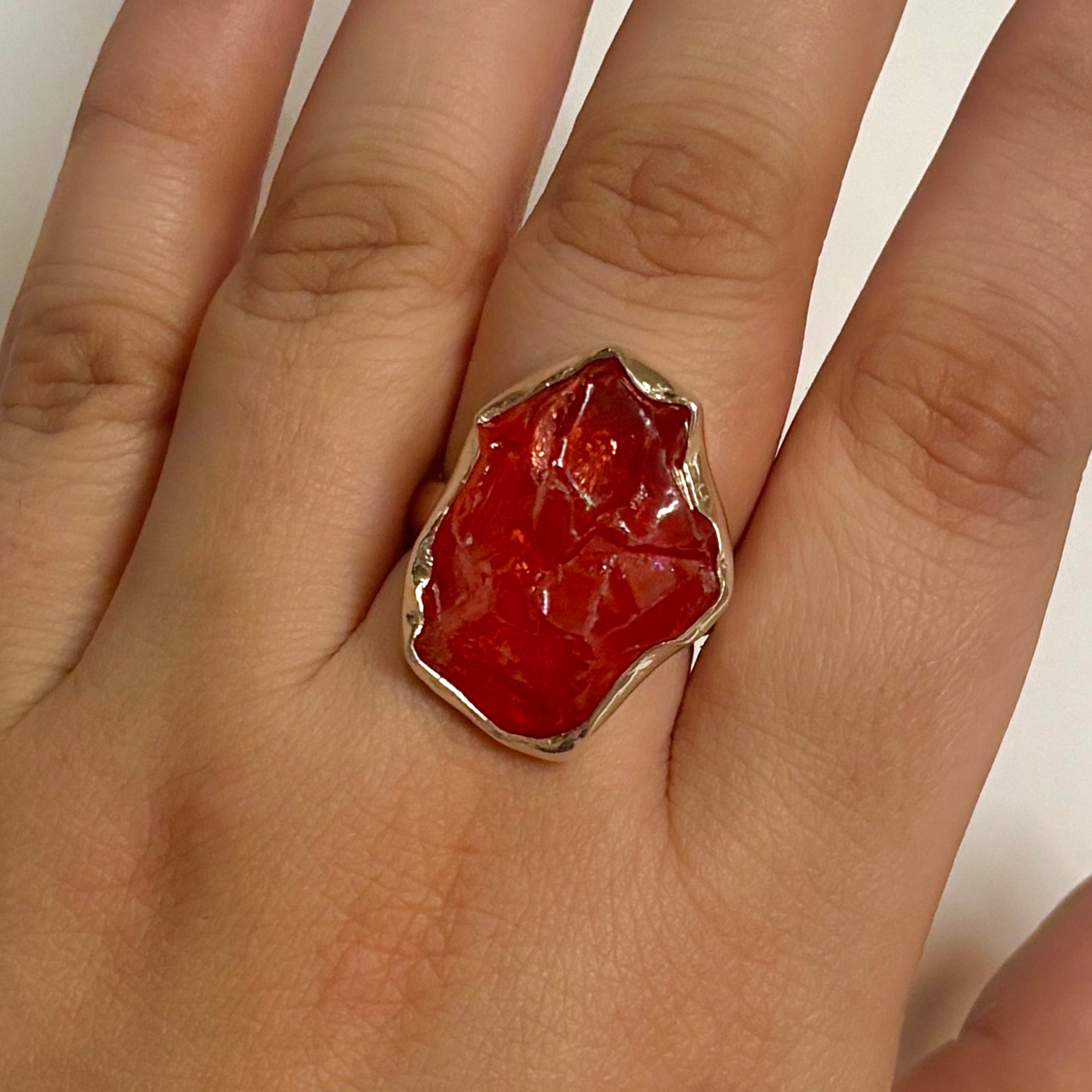 Titanium Druzy Orange Ring-(TDO-2-3)