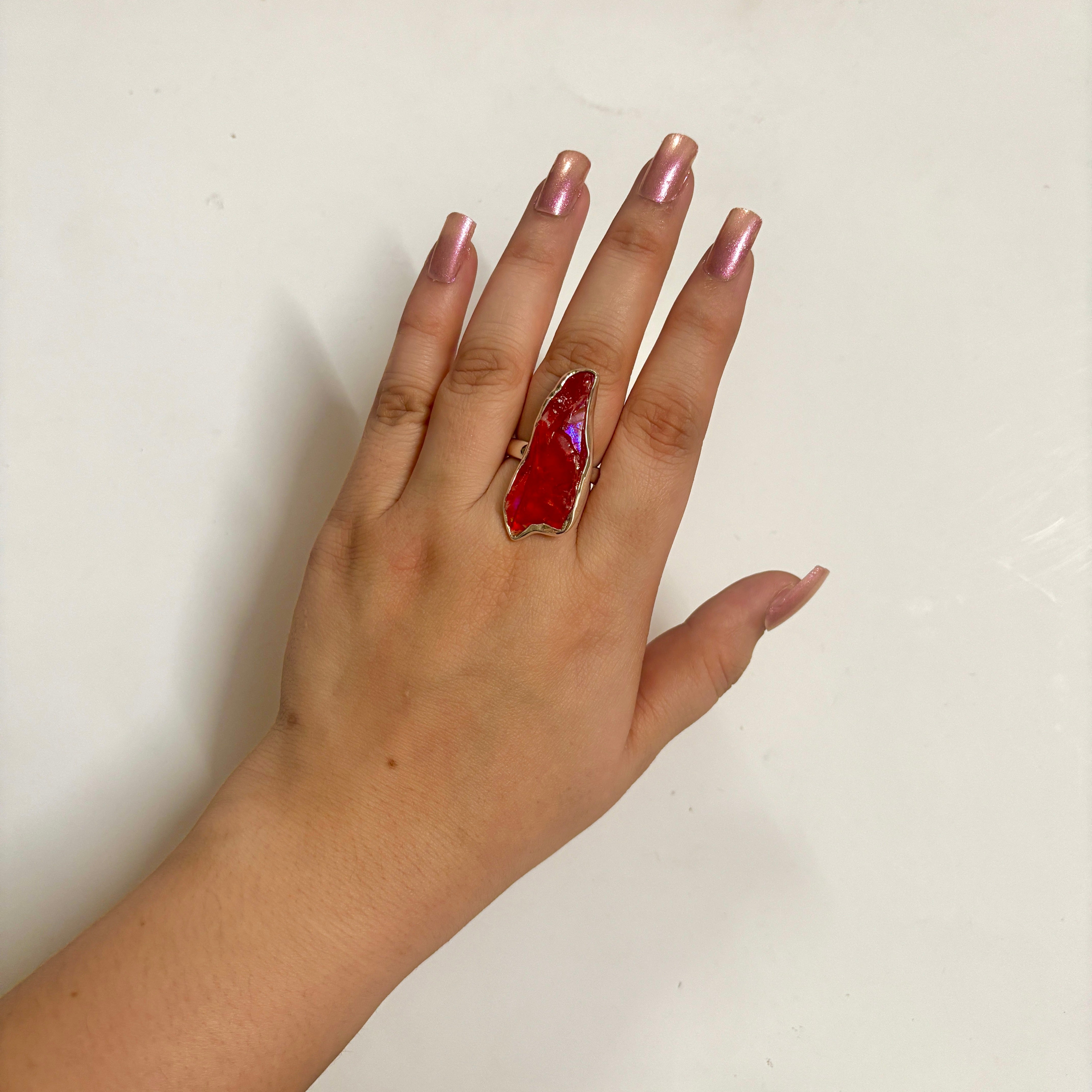 Titanium Druzy Orange Ring-(TDO-2-33)