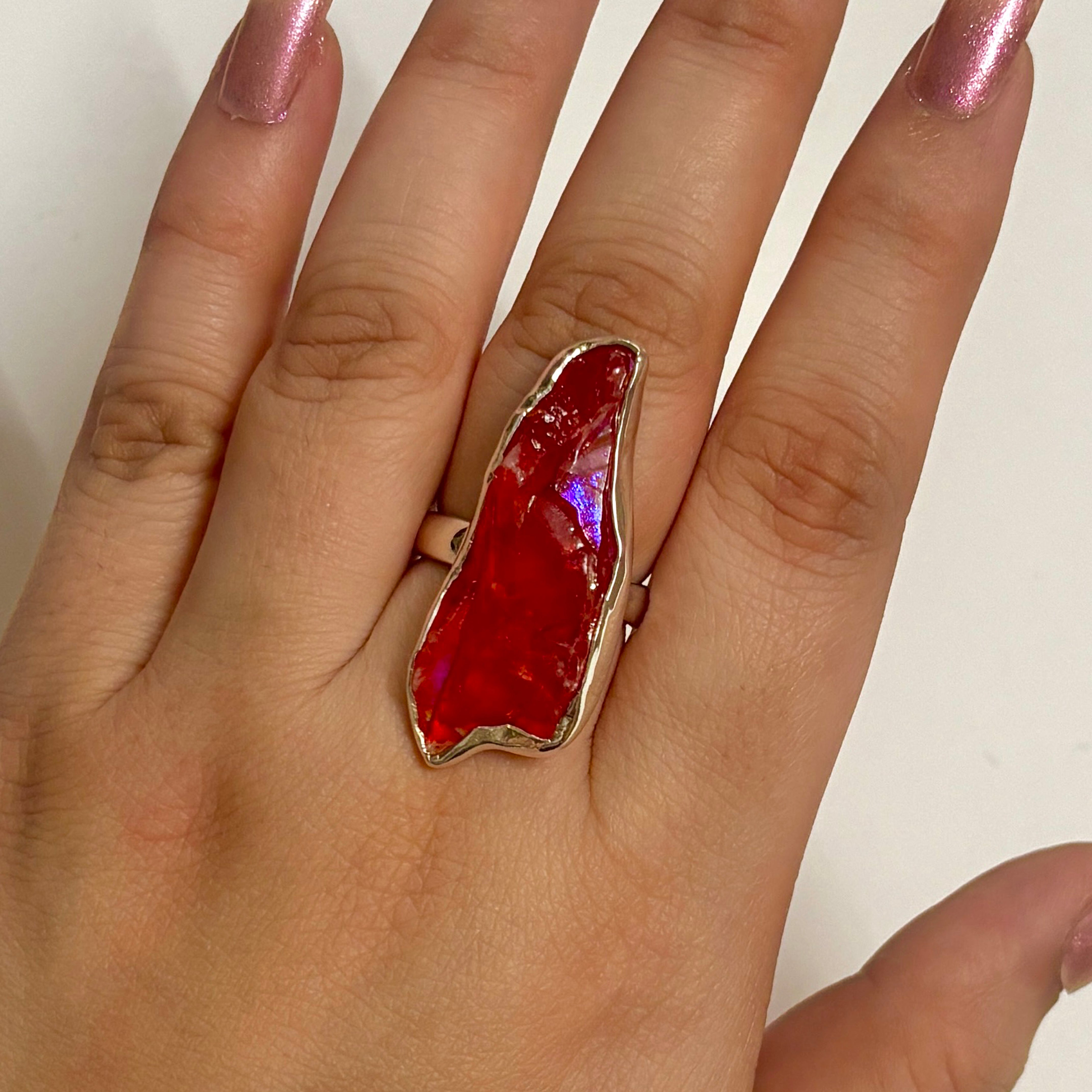 Titanium Druzy Orange Ring-(TDO-2-33)