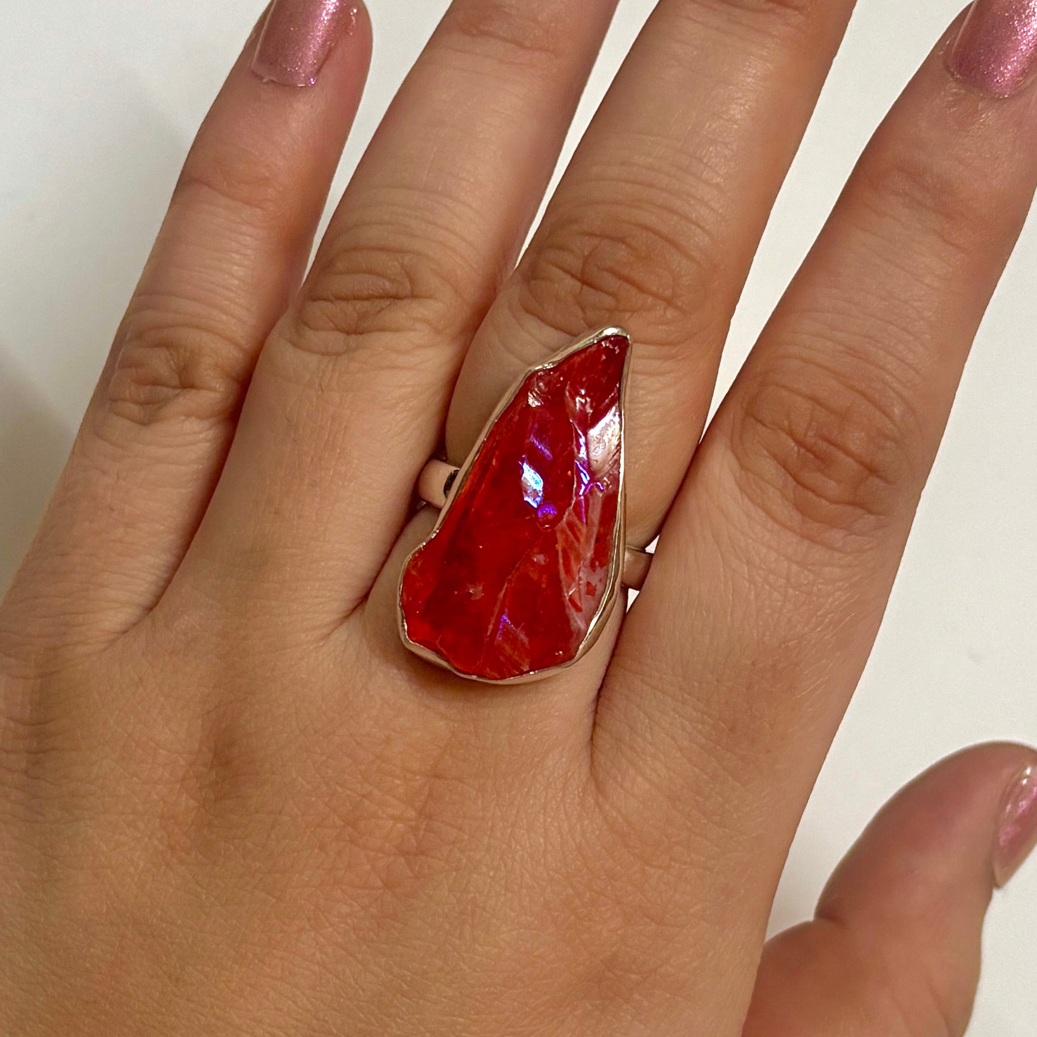 Titanium Druzy Orange Ring-(TDO-2-34)