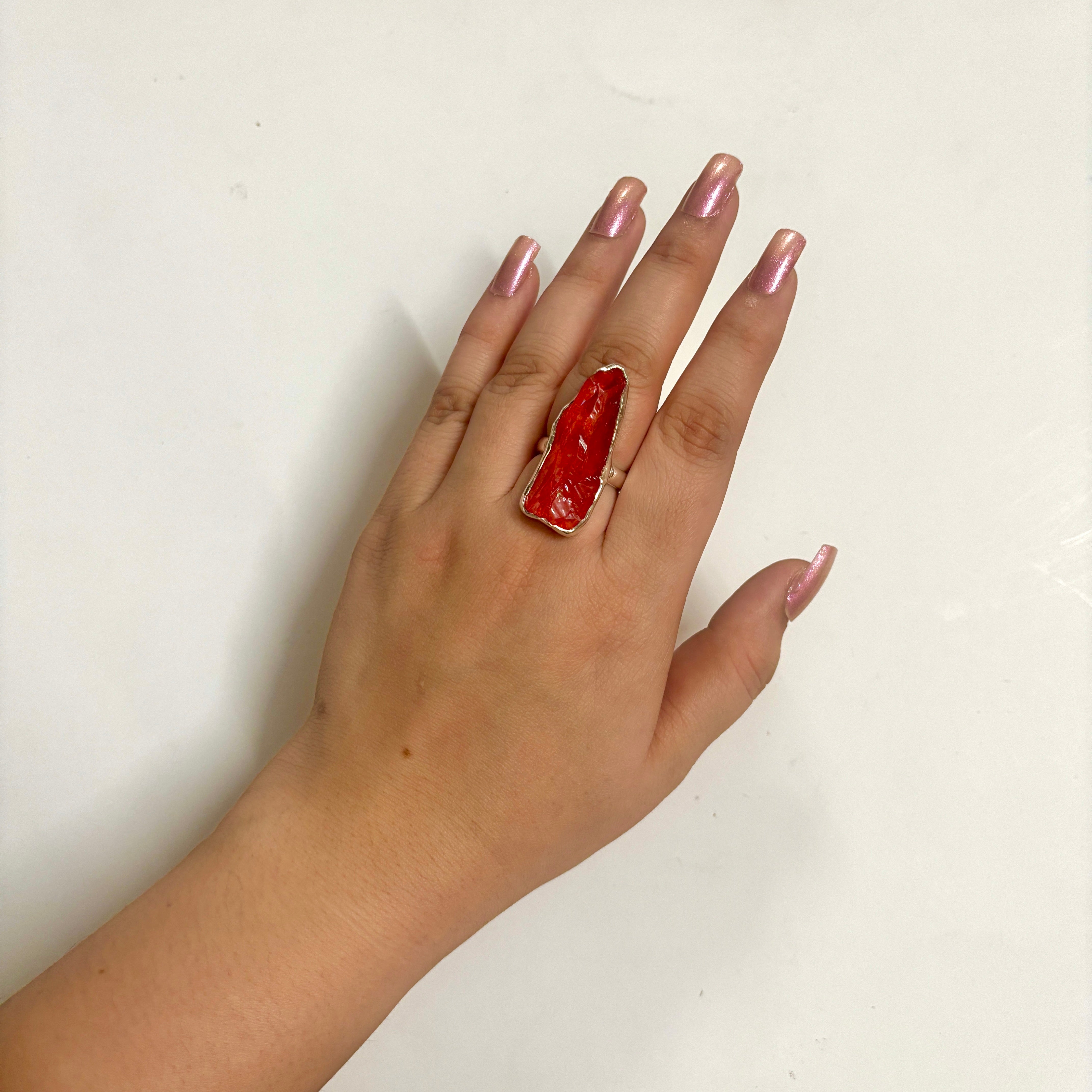 Titanium Druzy Orange Ring-(TDO-2-4)