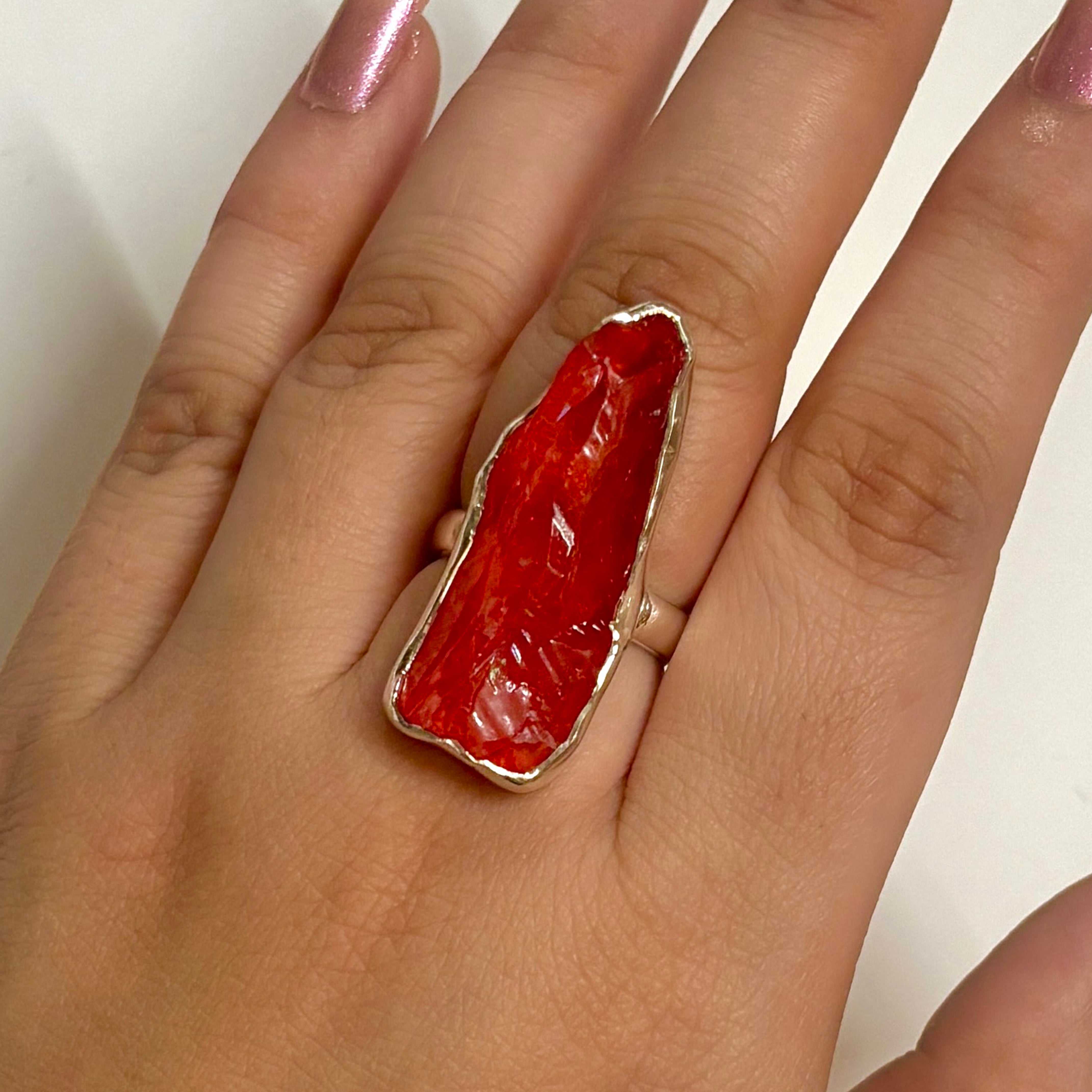 Titanium Druzy Orange Ring-(TDO-2-4)