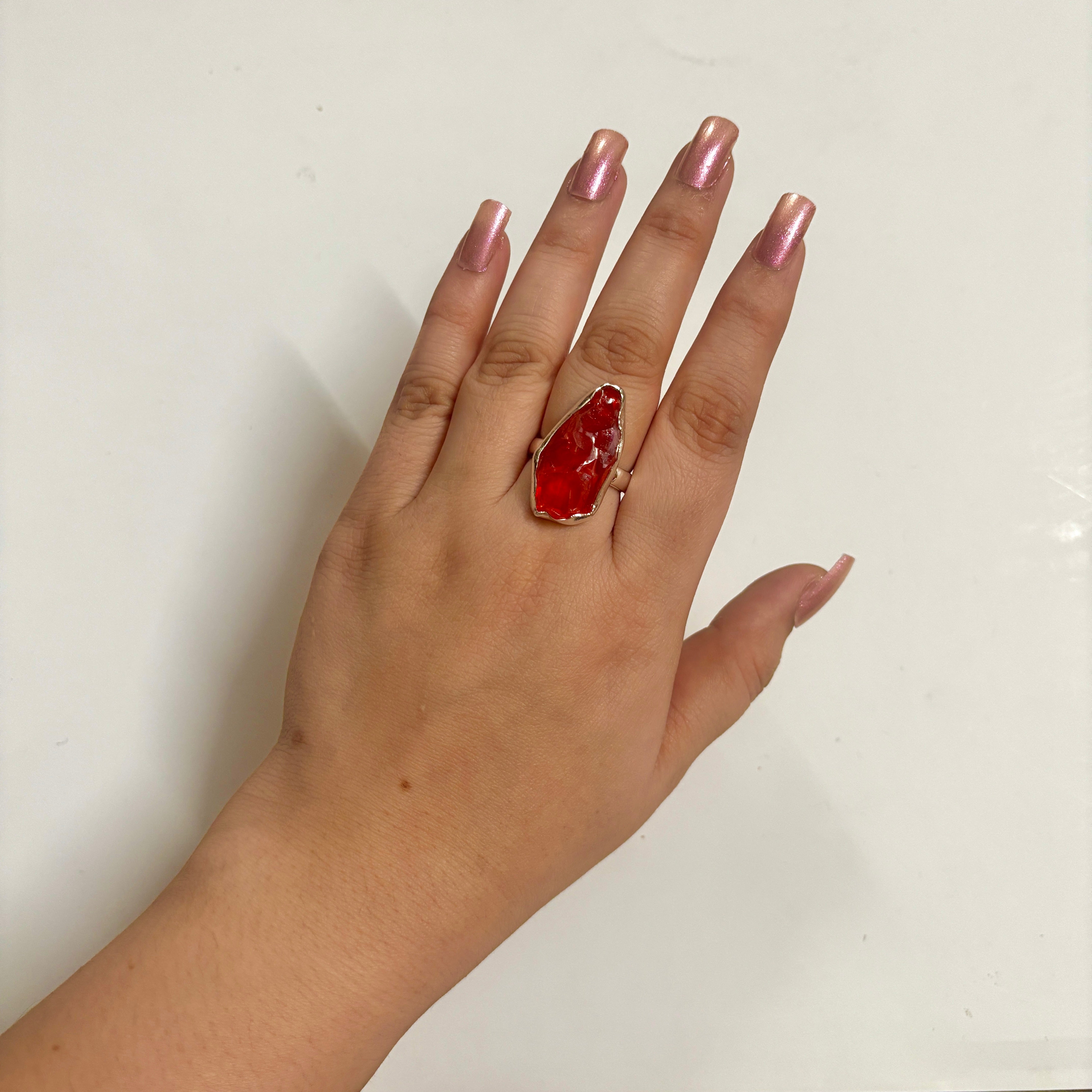 Titanium Druzy Orange Ring-(TDO-2-5)