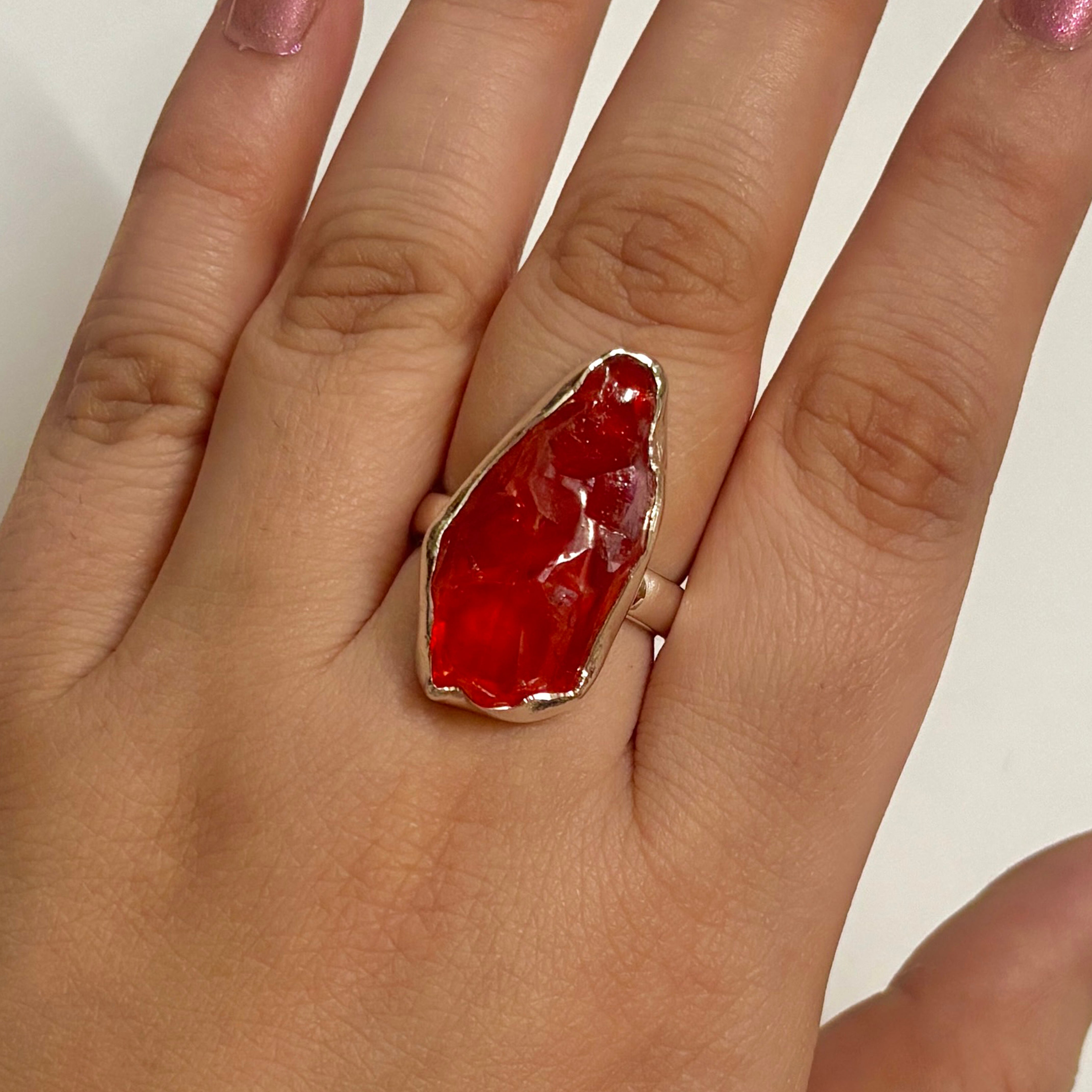 Titanium Druzy Orange Ring-(TDO-2-5)