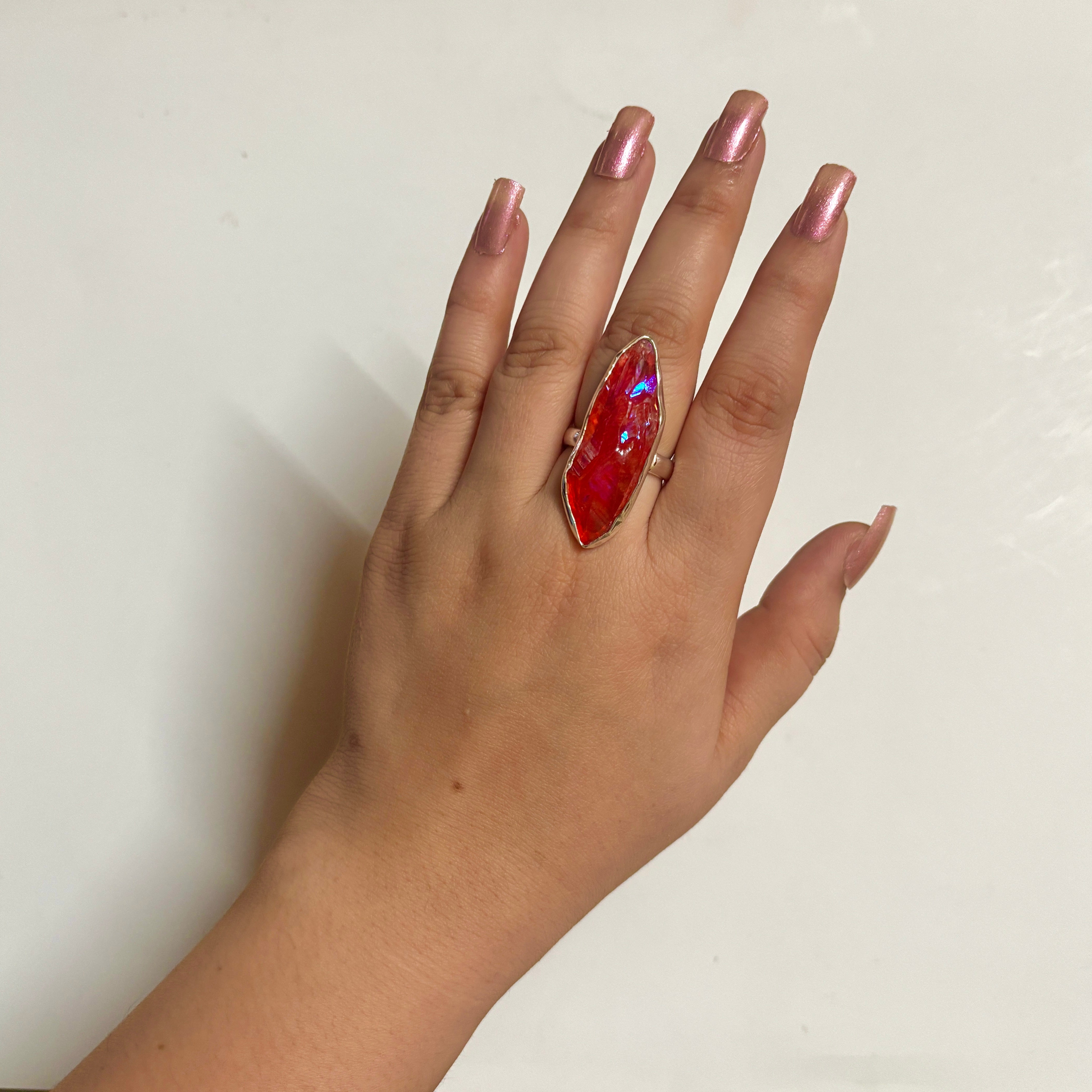 Titanium Druzy Orange Ring-(TDO-2-6)