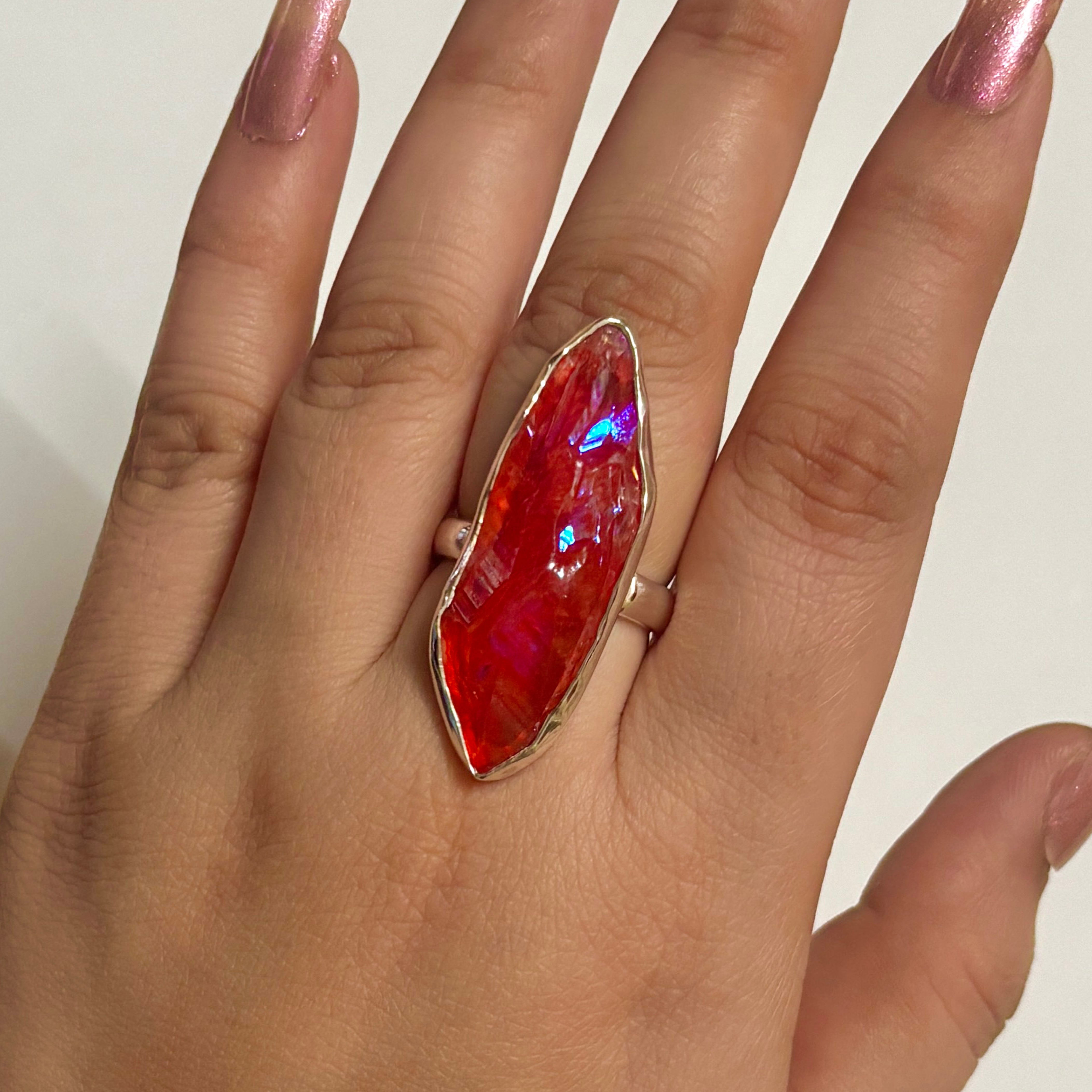 Titanium Druzy Orange Ring-(TDO-2-6)