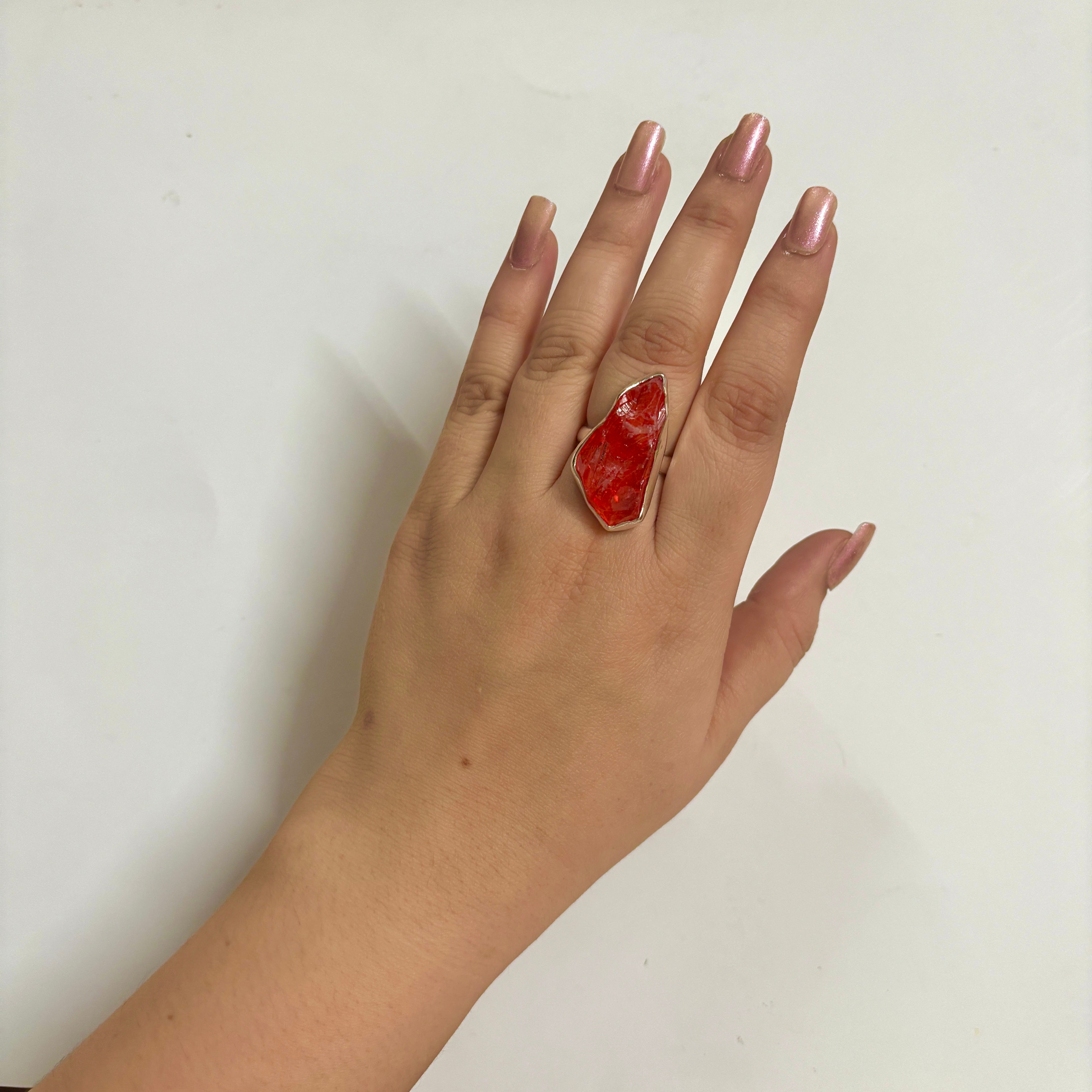 Titanium Druzy Orange Ring-(TDO-2-7)