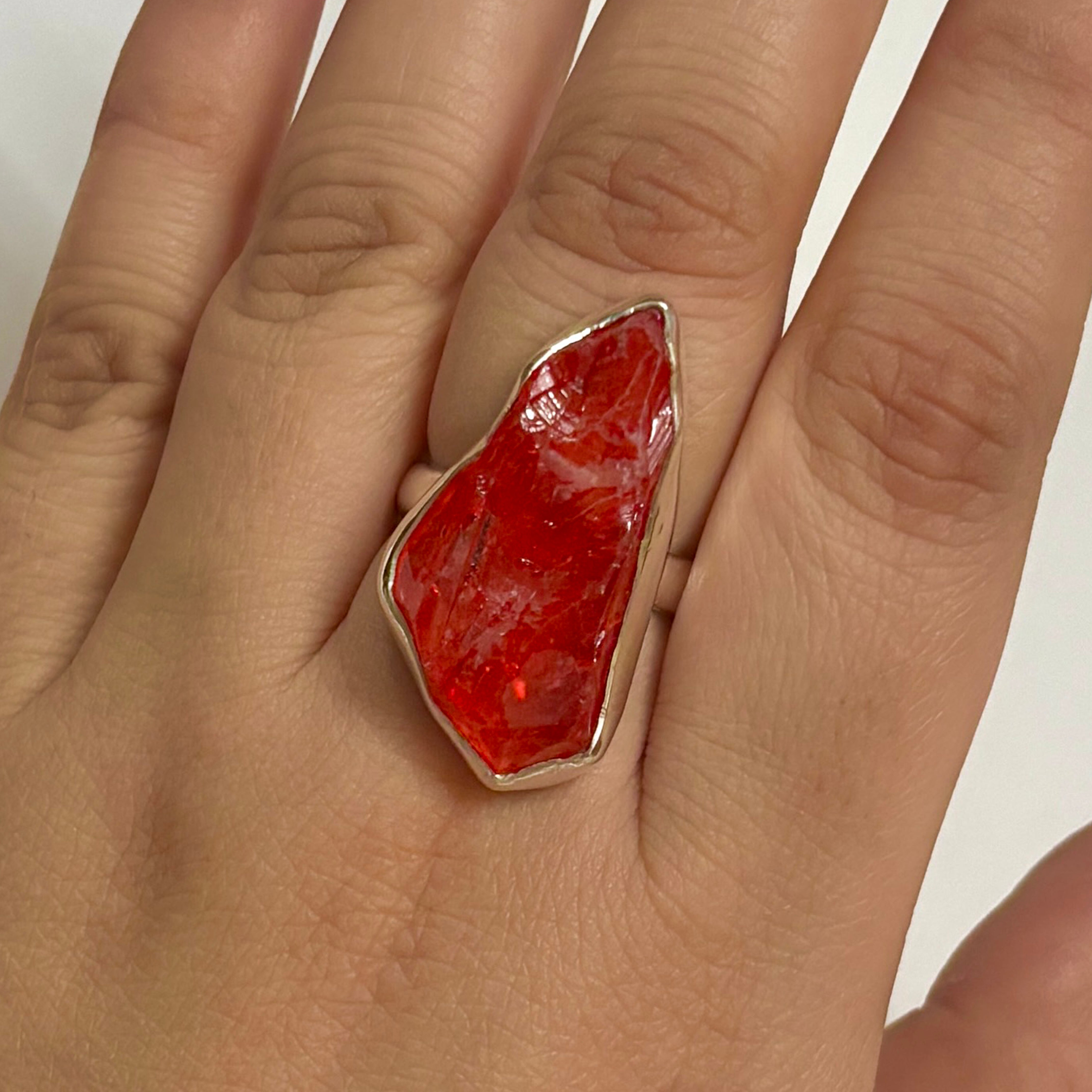 Titanium Druzy Orange Ring-(TDO-2-7)