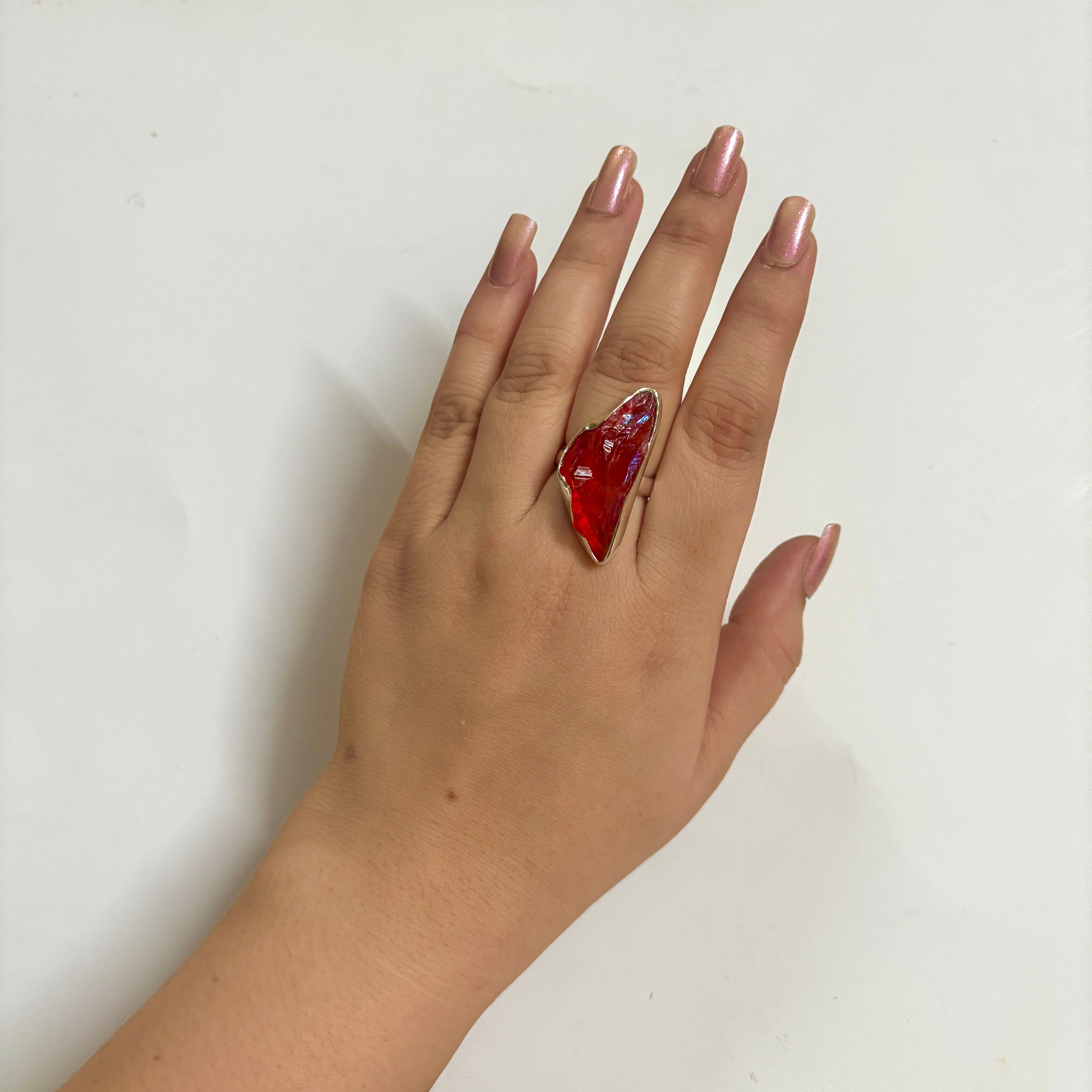 Titanium Druzy Orange Ring-(TDO-2-8)