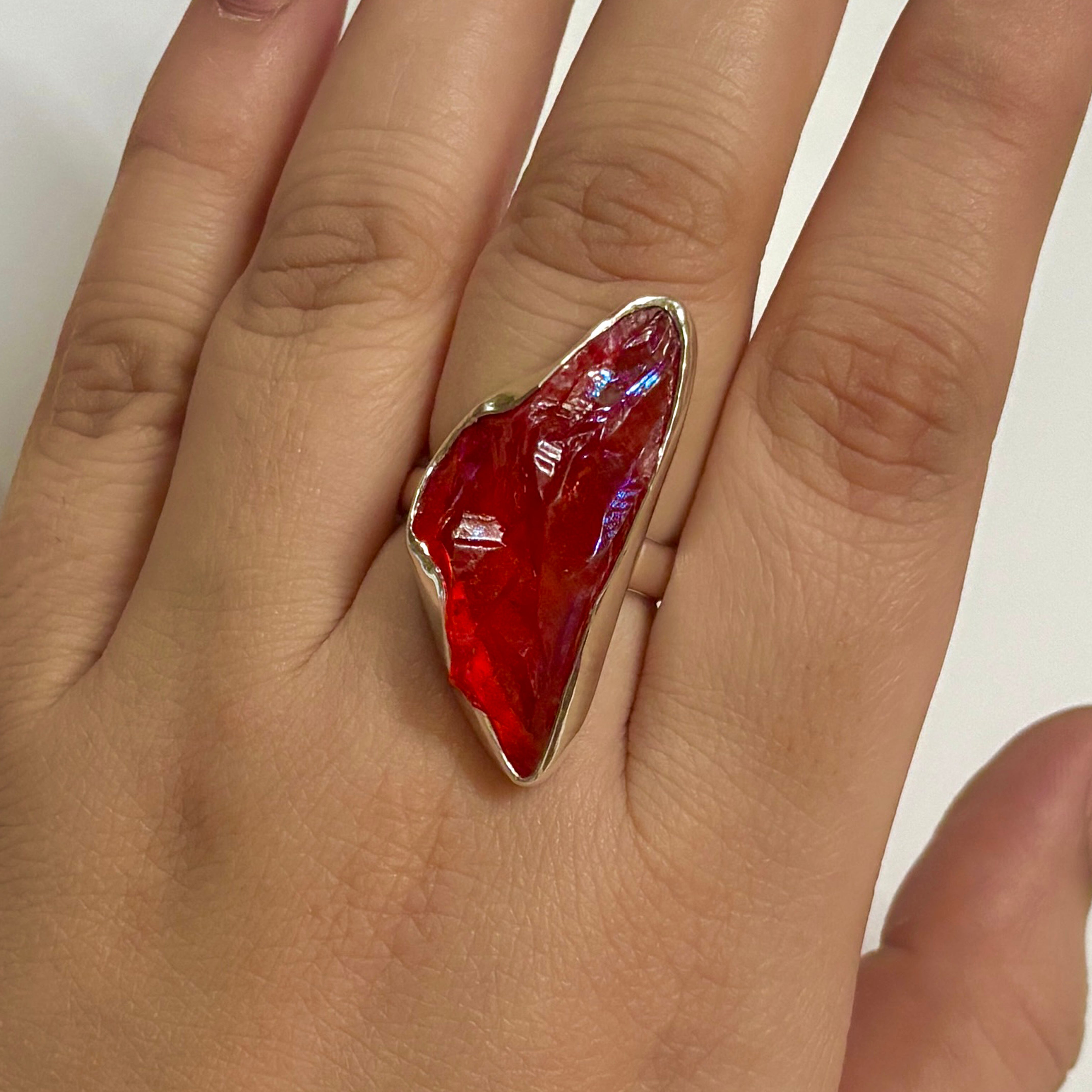 Titanium Druzy Orange Ring-(TDO-2-8)