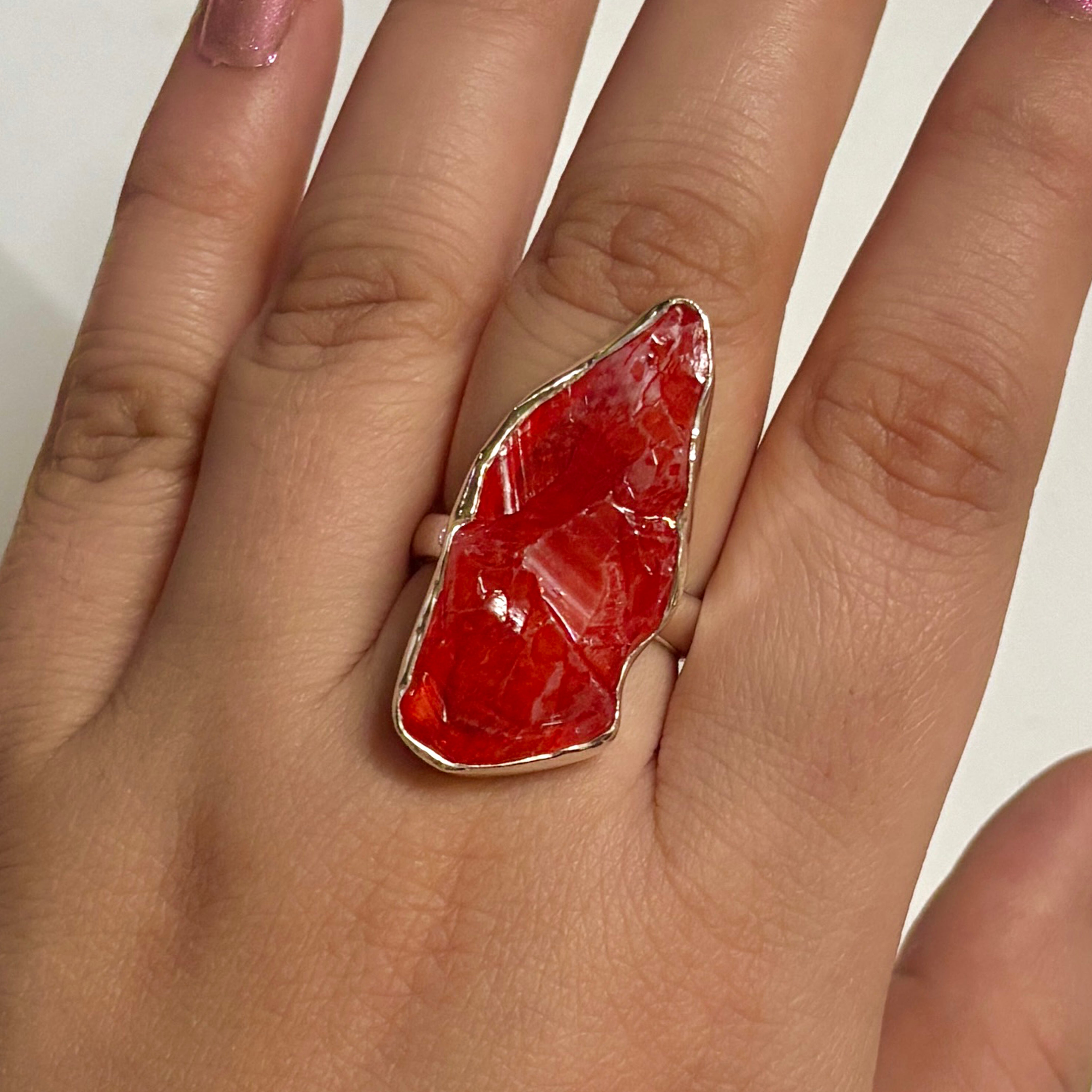 Titanium Druzy Orange Ring-(TDO-2-9)