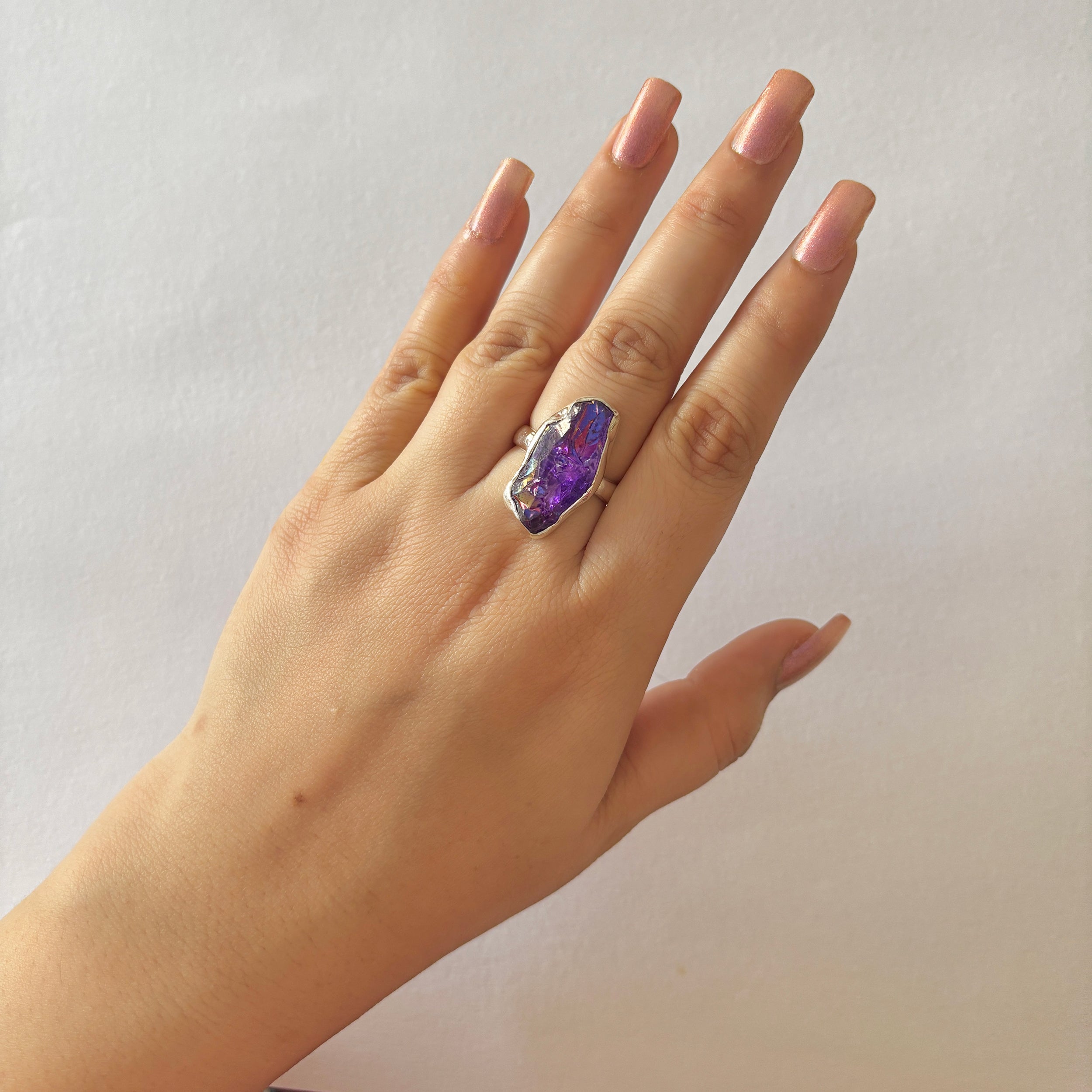 Titanium Druzy Purple Ring-(TDP-2-28)