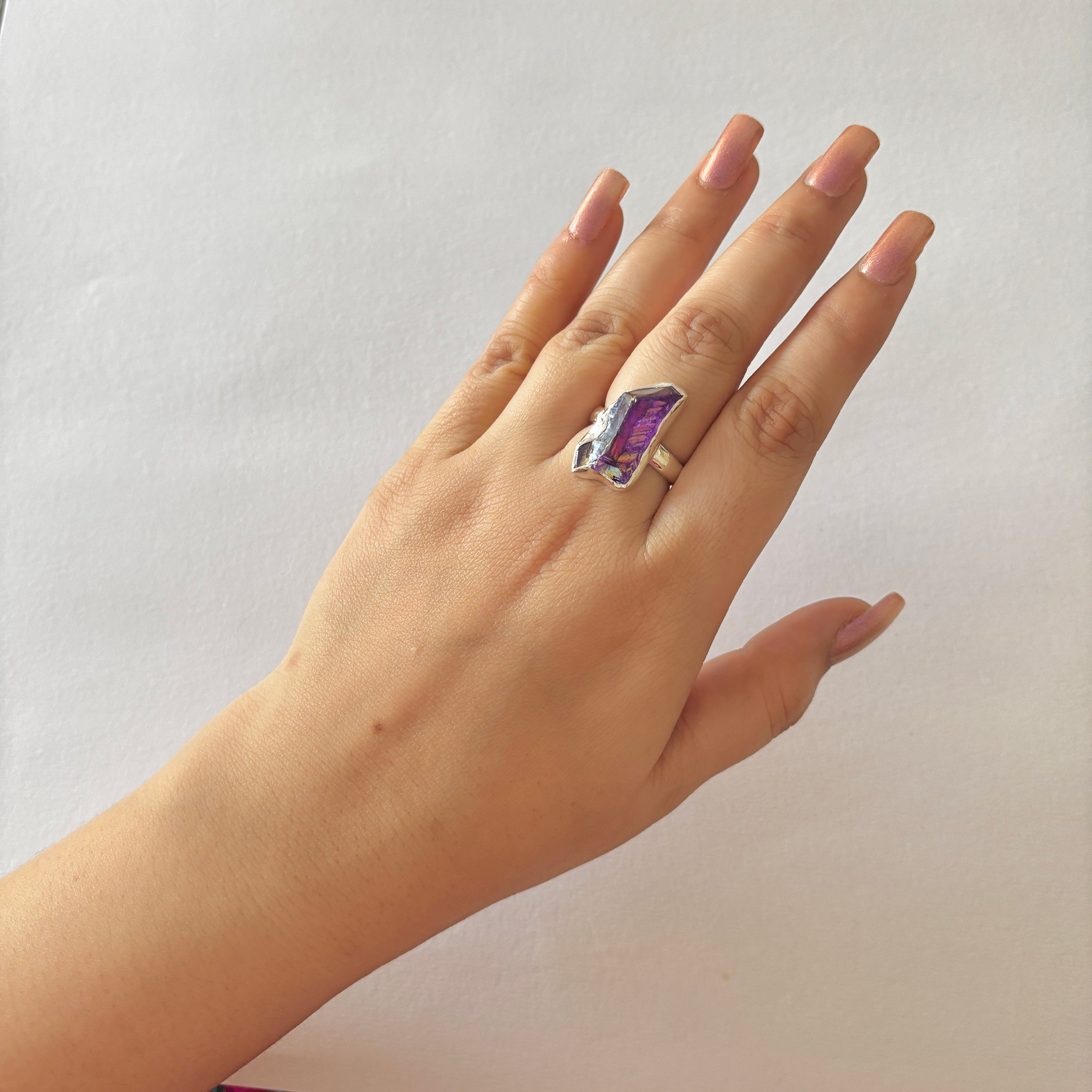 Titanium Druzy Purple Ring-(TDP-2-30)