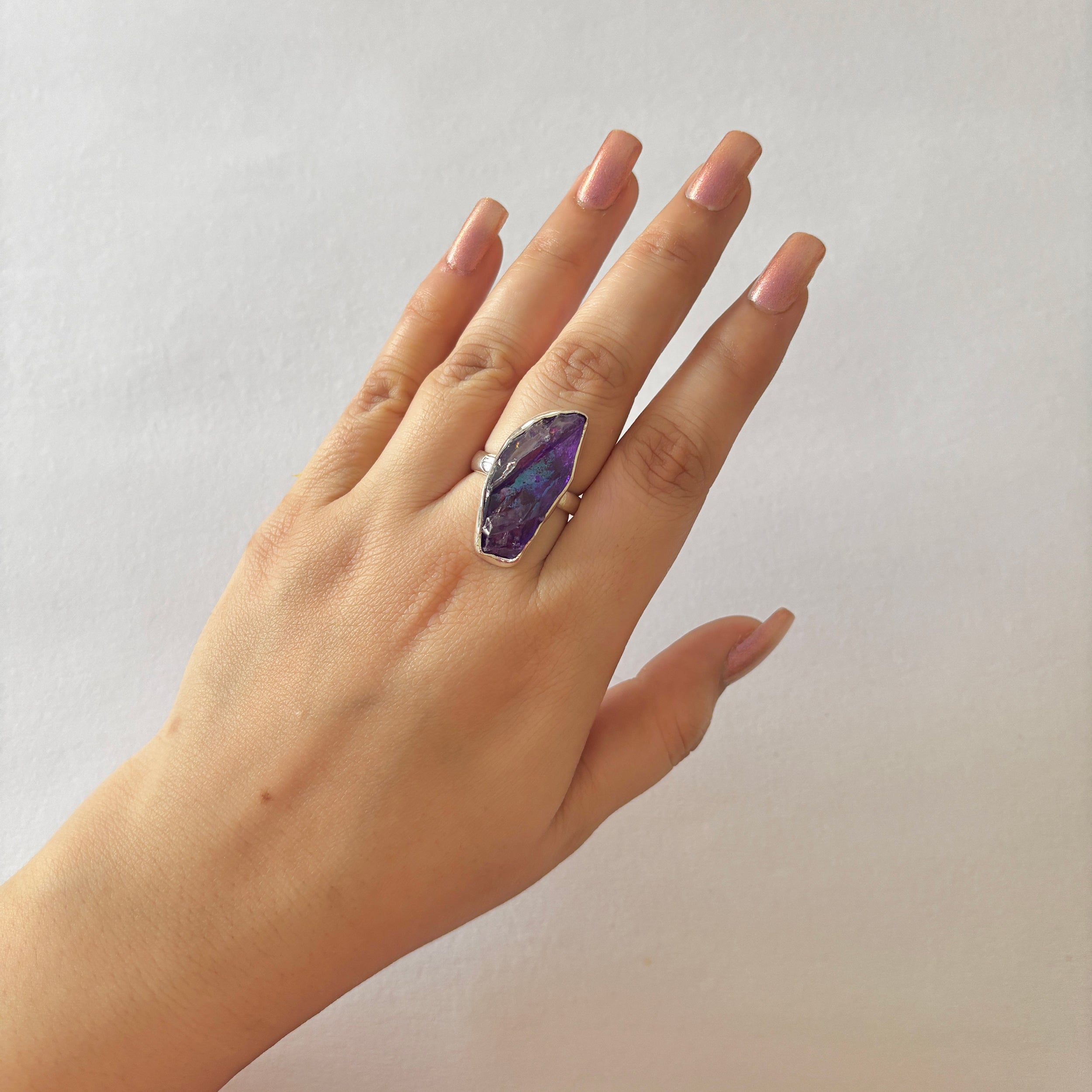 Titanium Druzy Purple Ring-(TDP-2-32)
