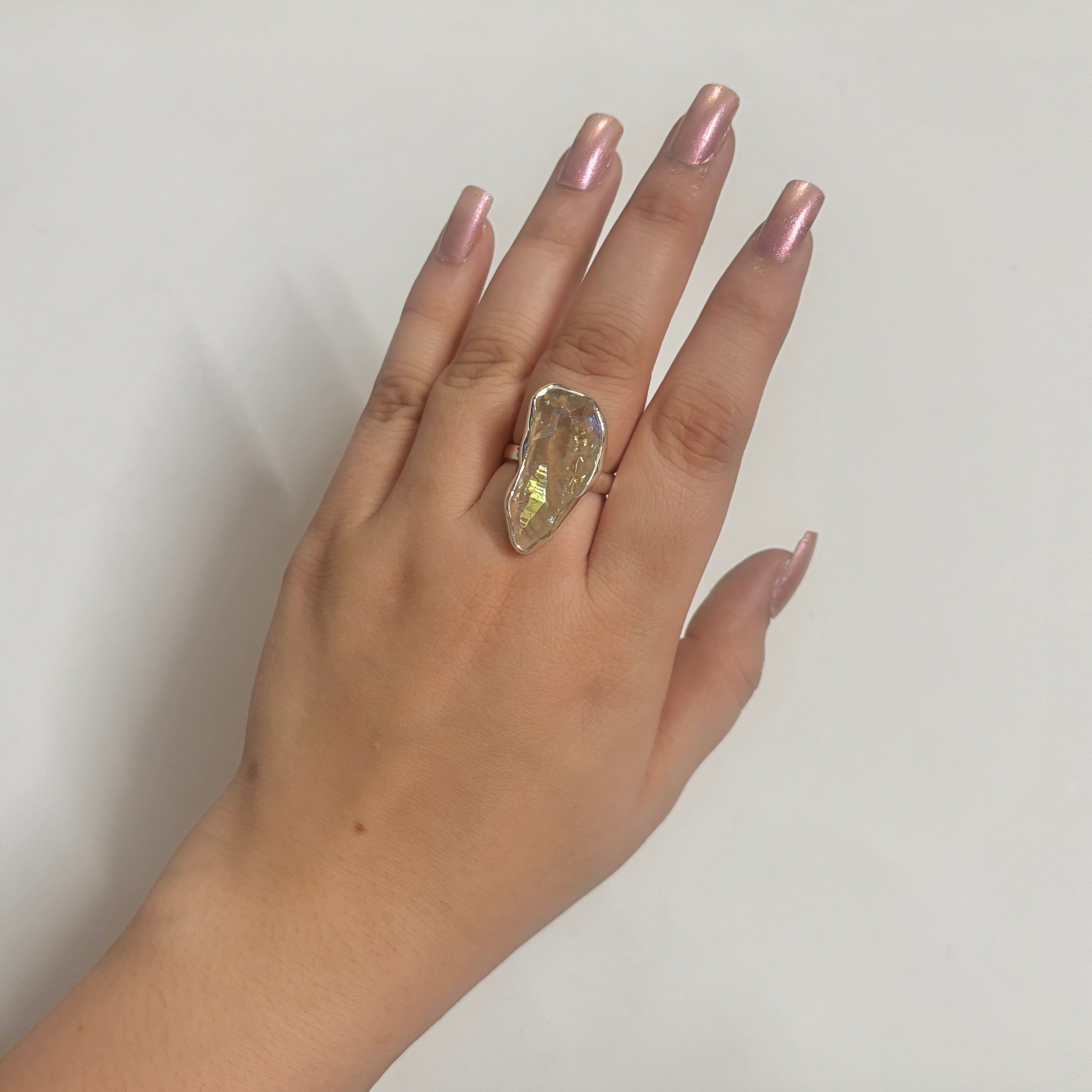 Titanium Druzy White Ring-(TDW-2-1)