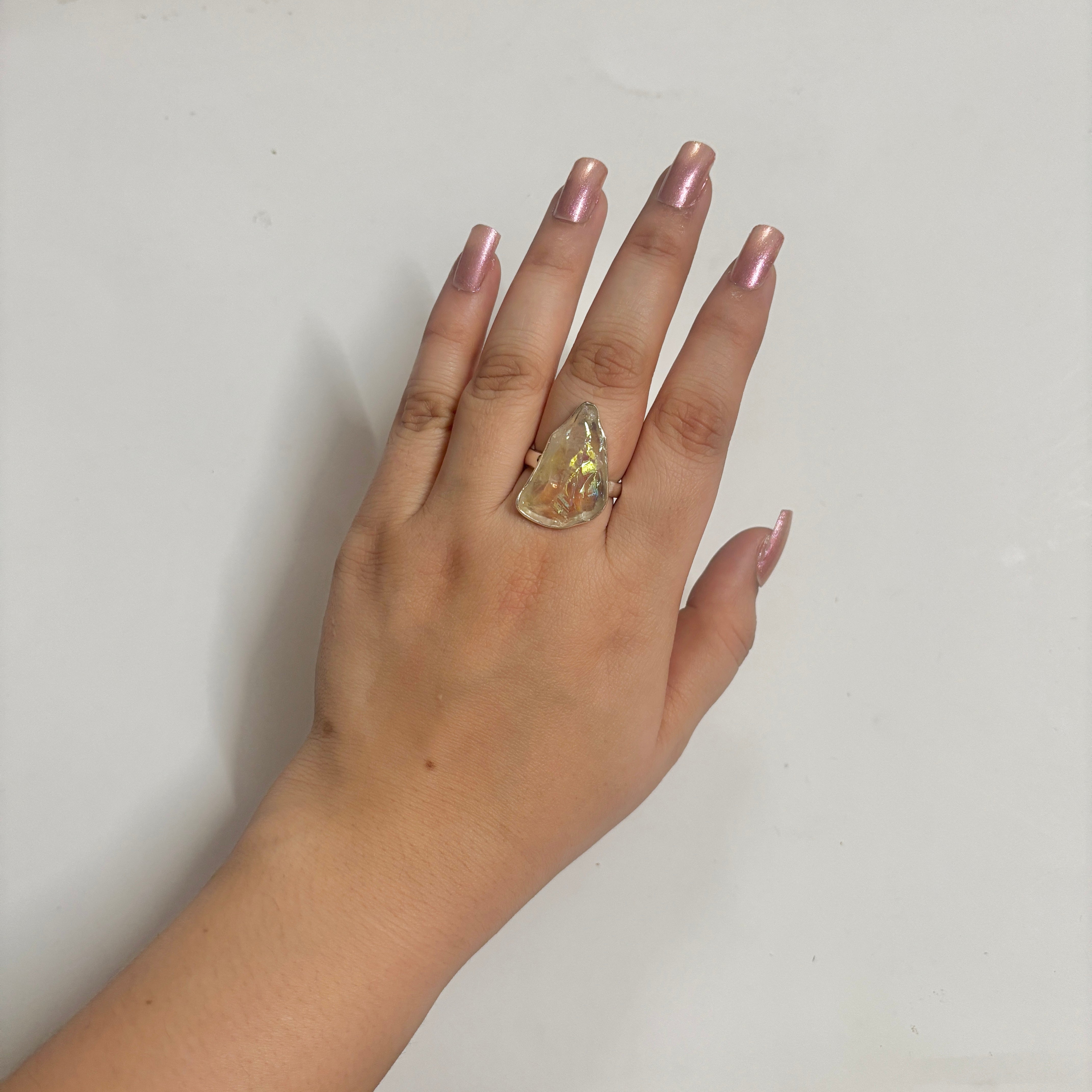 Titanium Druzy White Ring-(TDW-2-18)