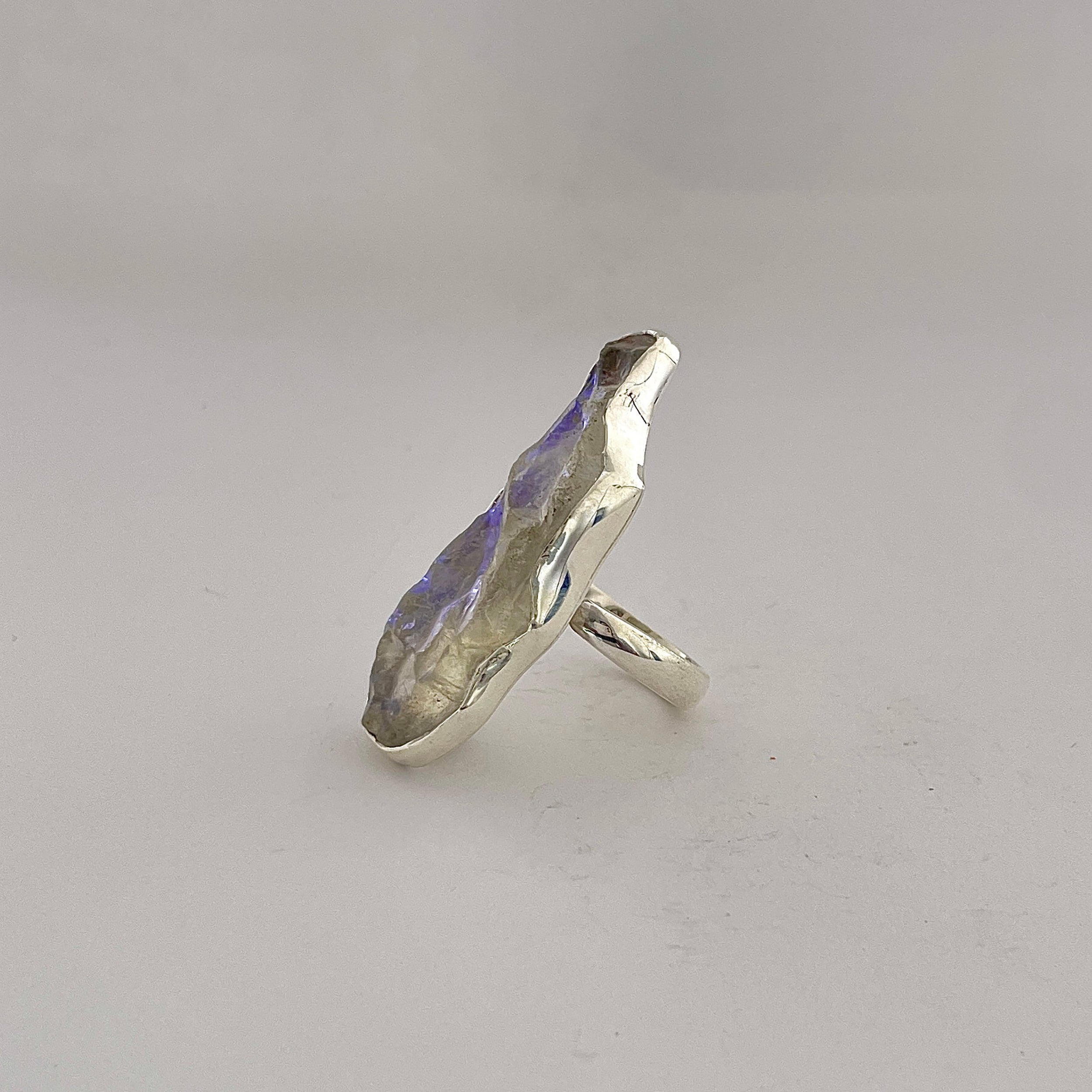 Titanium Druzy White Ring-(TDW-2-20)