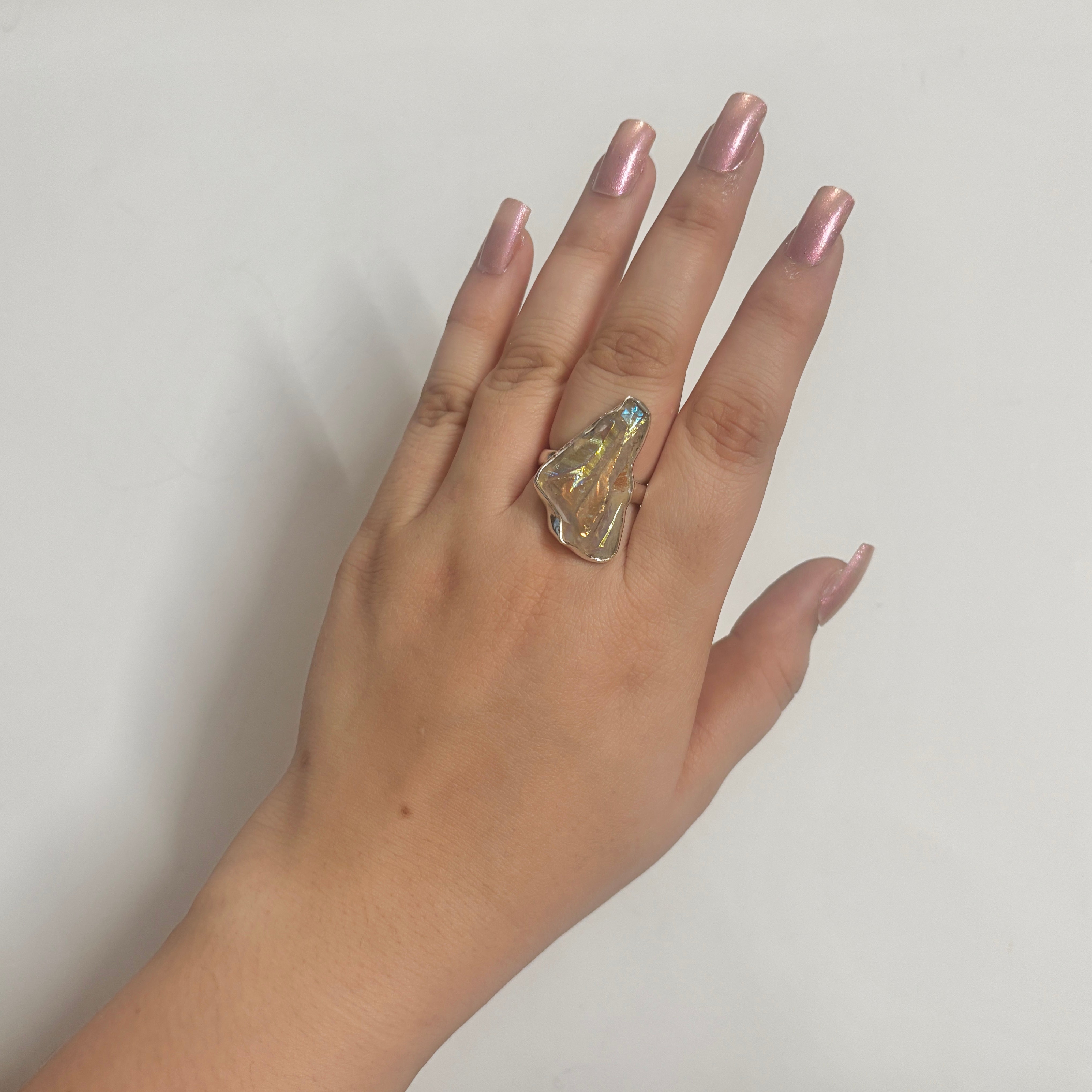 Titanium Druzy White Ring-(TDW-2-21)
