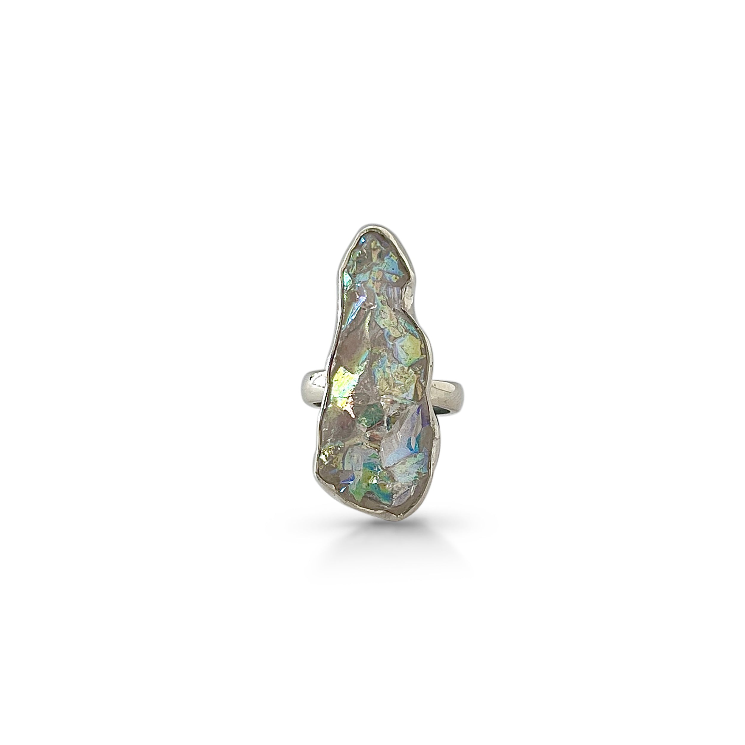 Titanium Druzy White Ring-(TDW-2-24)