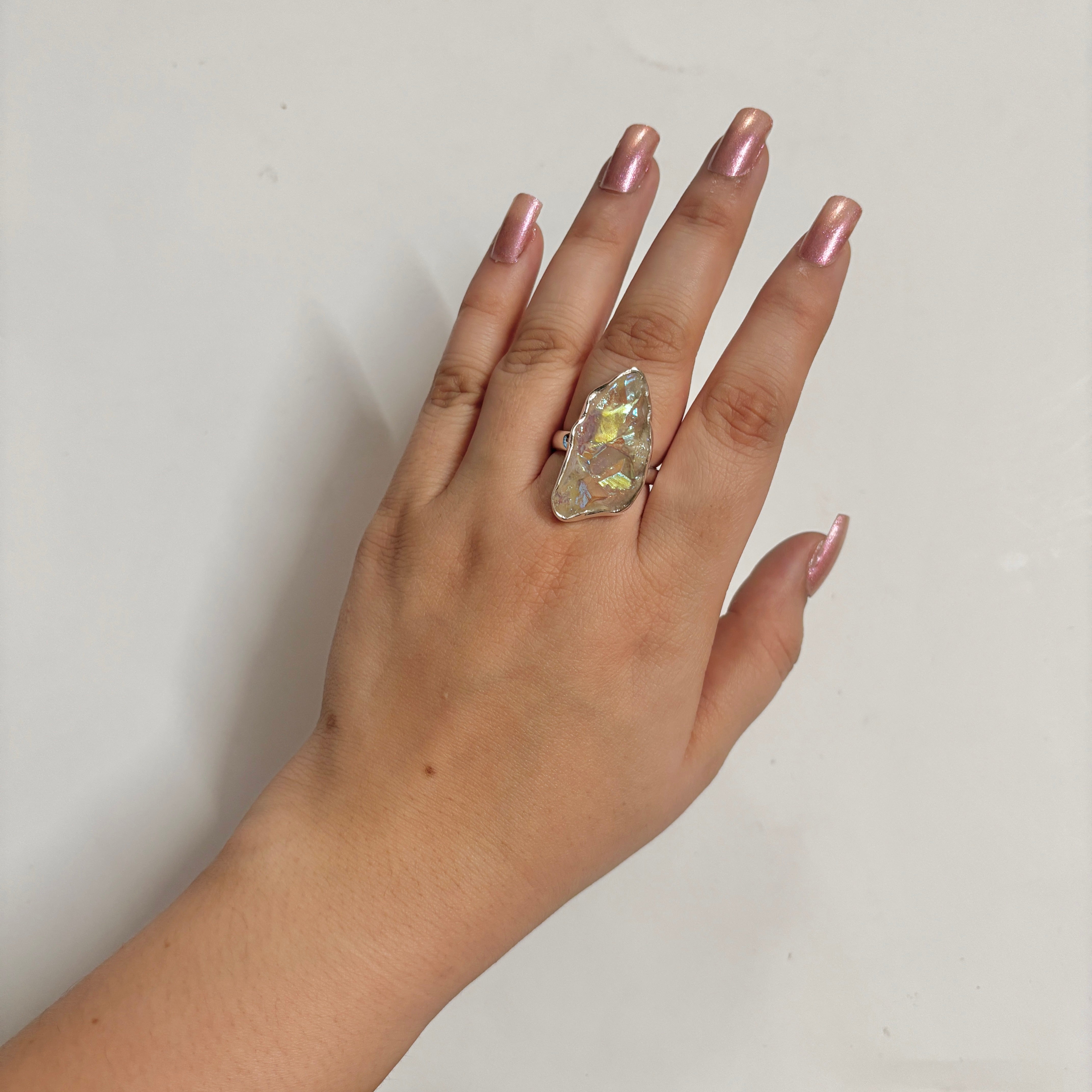 Titanium Druzy White Ring-(TDW-2-25)