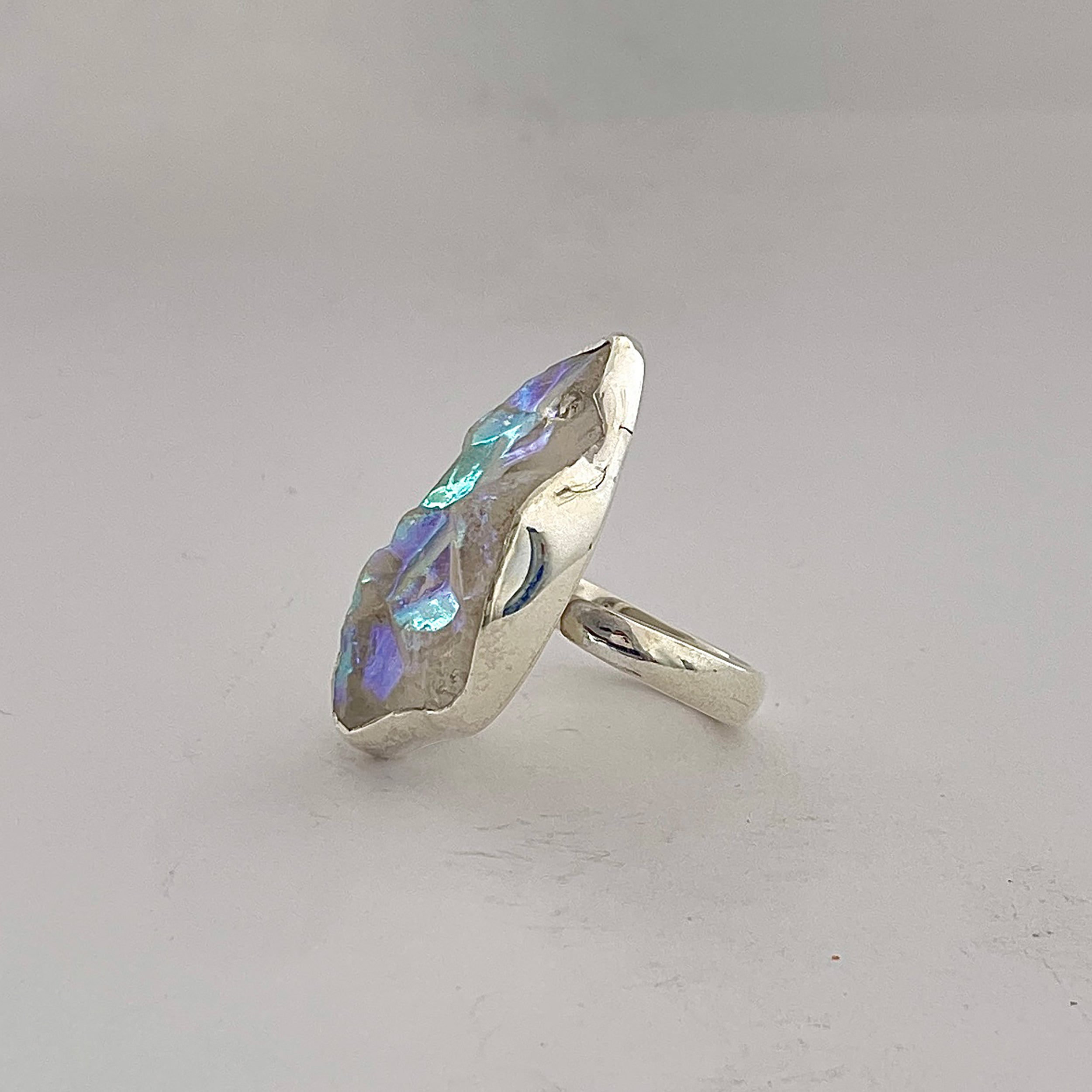 Titanium Druzy White Ring-(TDW-2-25)