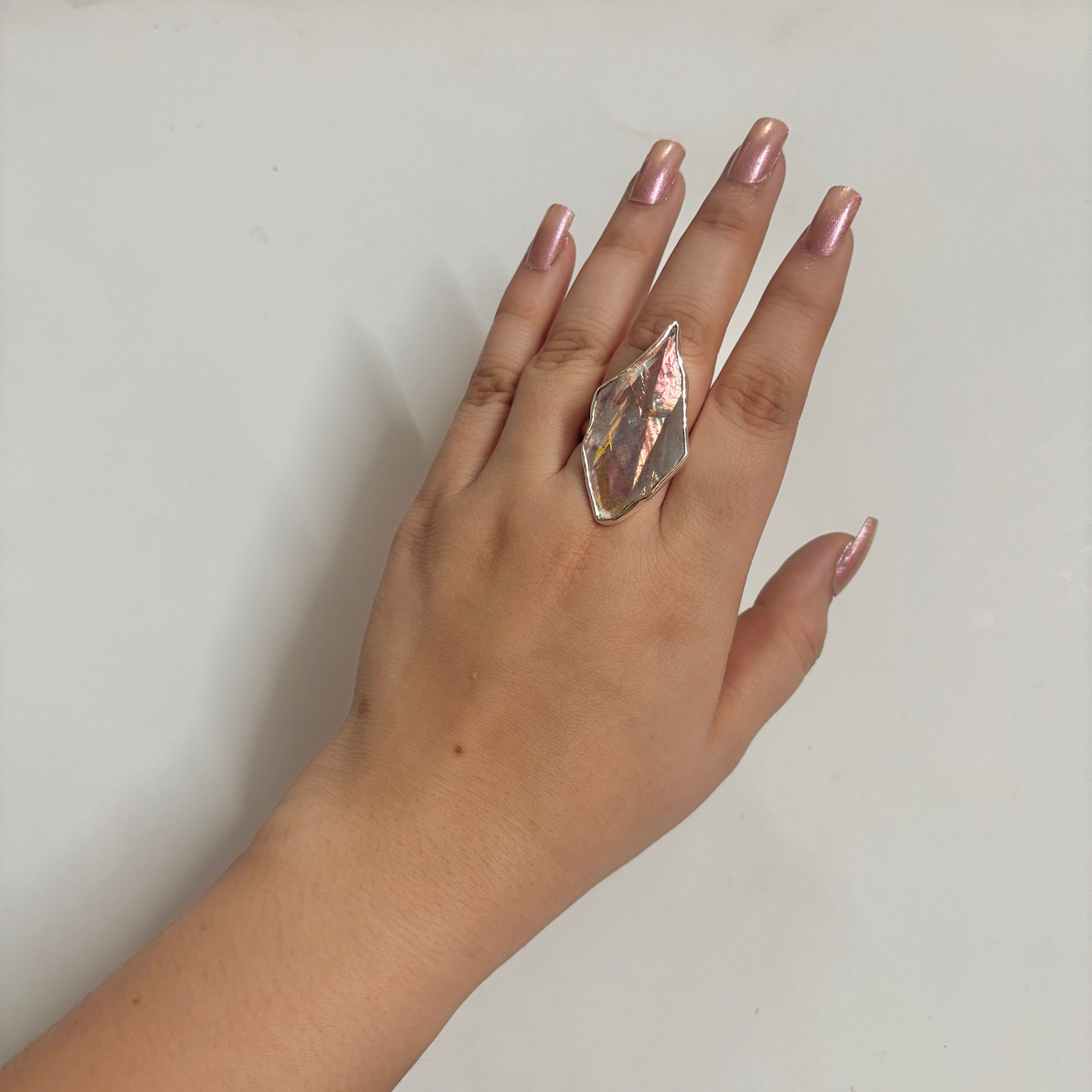 Titanium Druzy White Ring-(TDW-2-5)