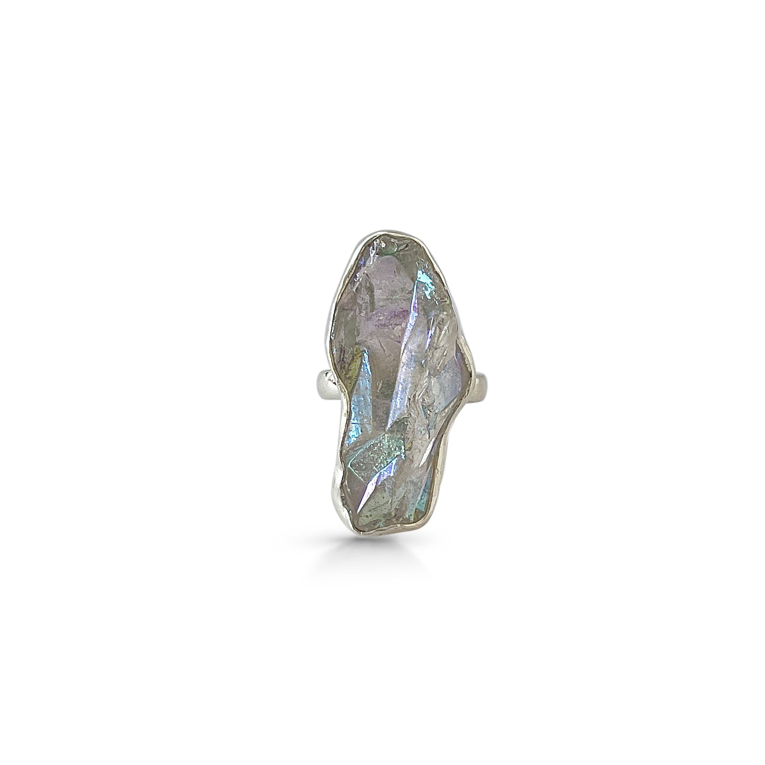 Titanium Druzy White Ring-(TDW-2-9)