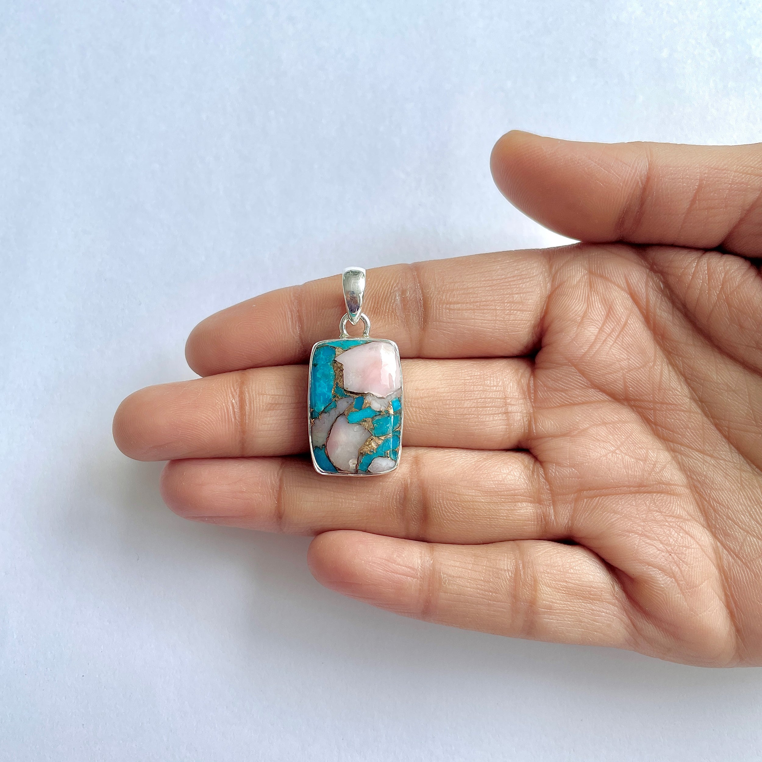 Spiny Oyster Turquoise Pendant-(TRO-1-11)