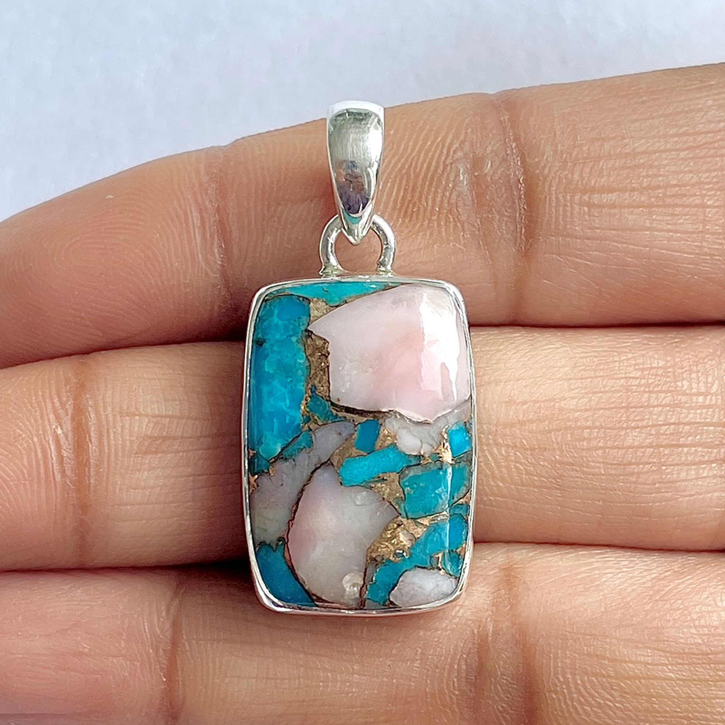 Spiny Oyster Turquoise Pendant-(TRO-1-11)