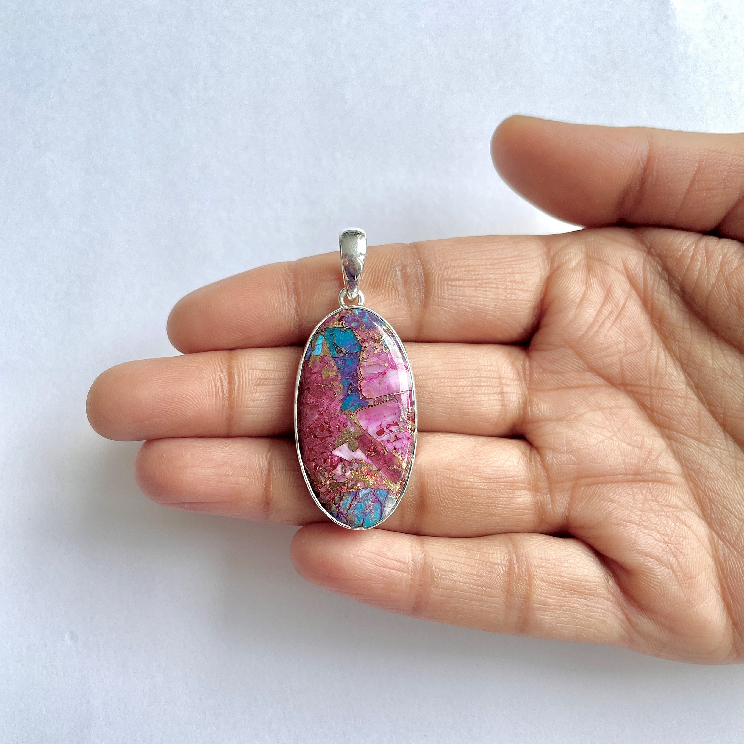 Spiny Oyster Turquoise Pendant-(TRO-1-14)