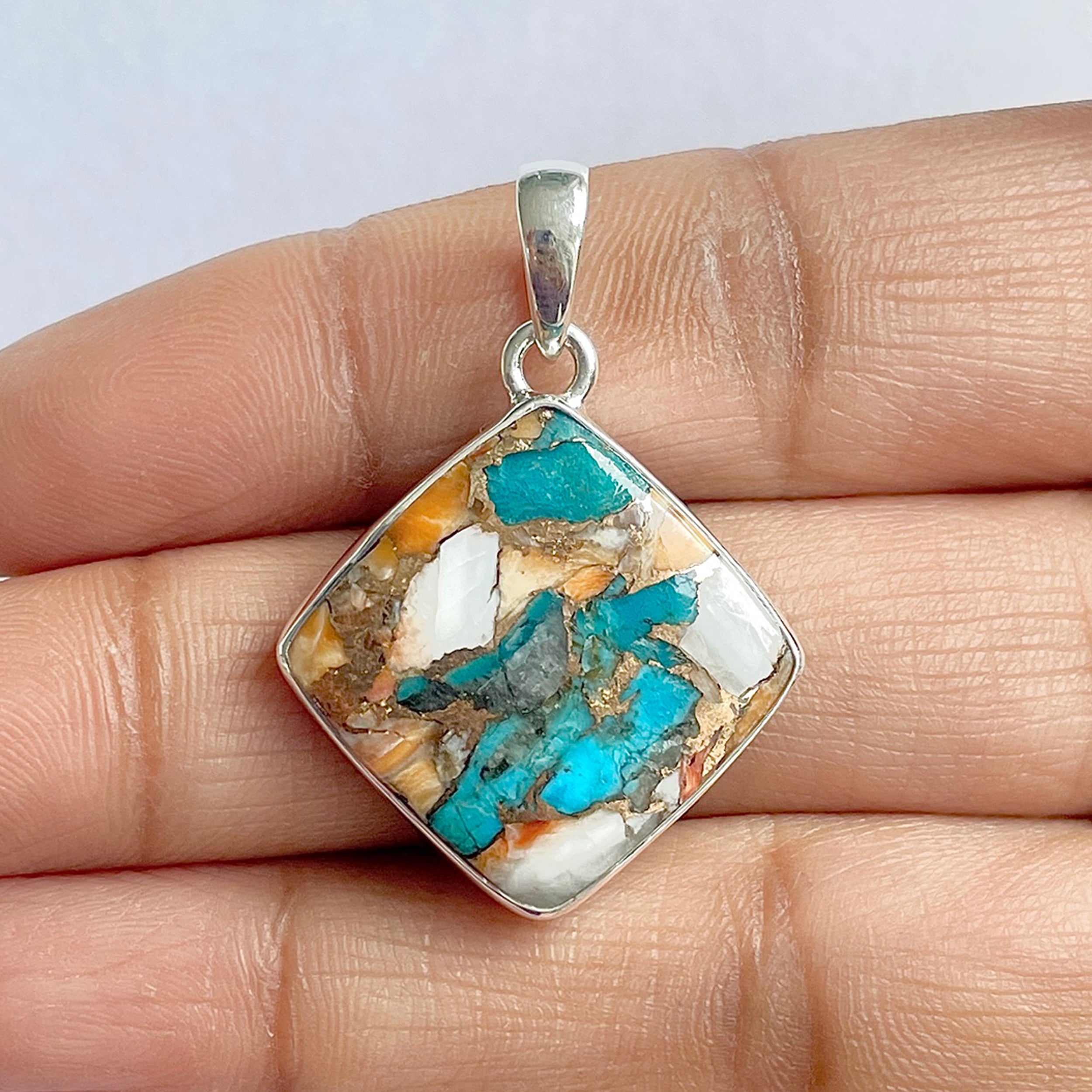 Spiny Oyster Turquoise Pendant-(TRO-1-20)