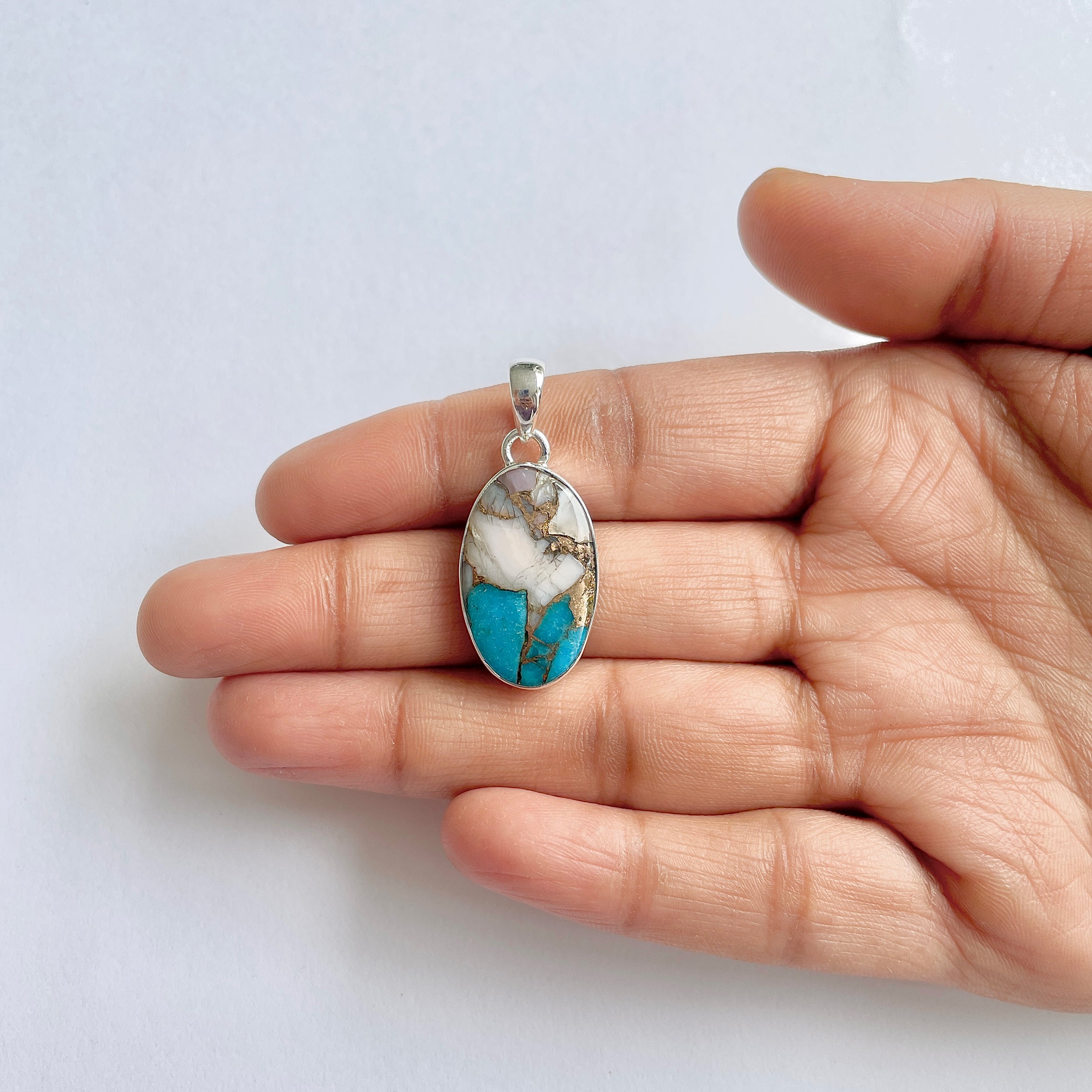 Spiny Oyster Turquoise Pendant-(TRO-1-23)