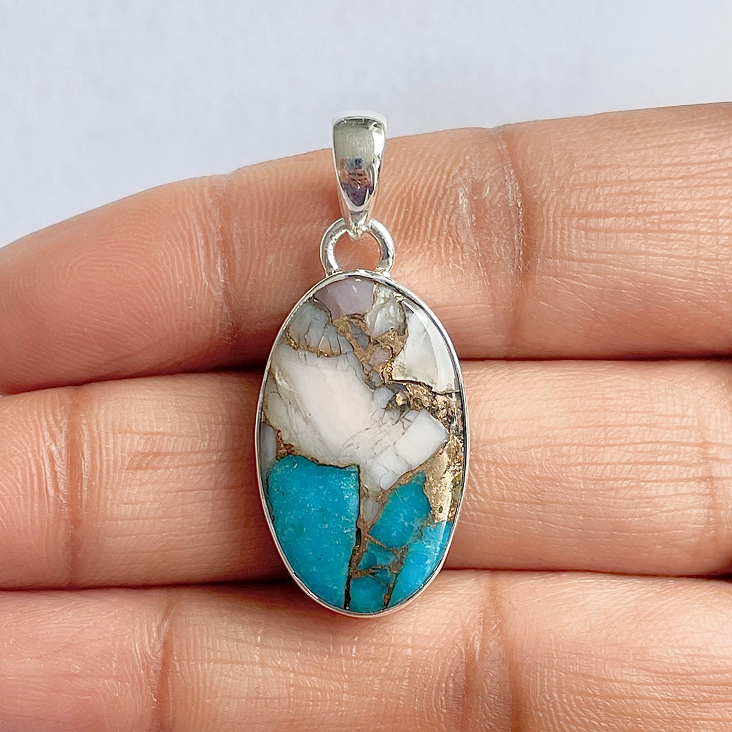 Spiny Oyster Turquoise Pendant-(TRO-1-23)