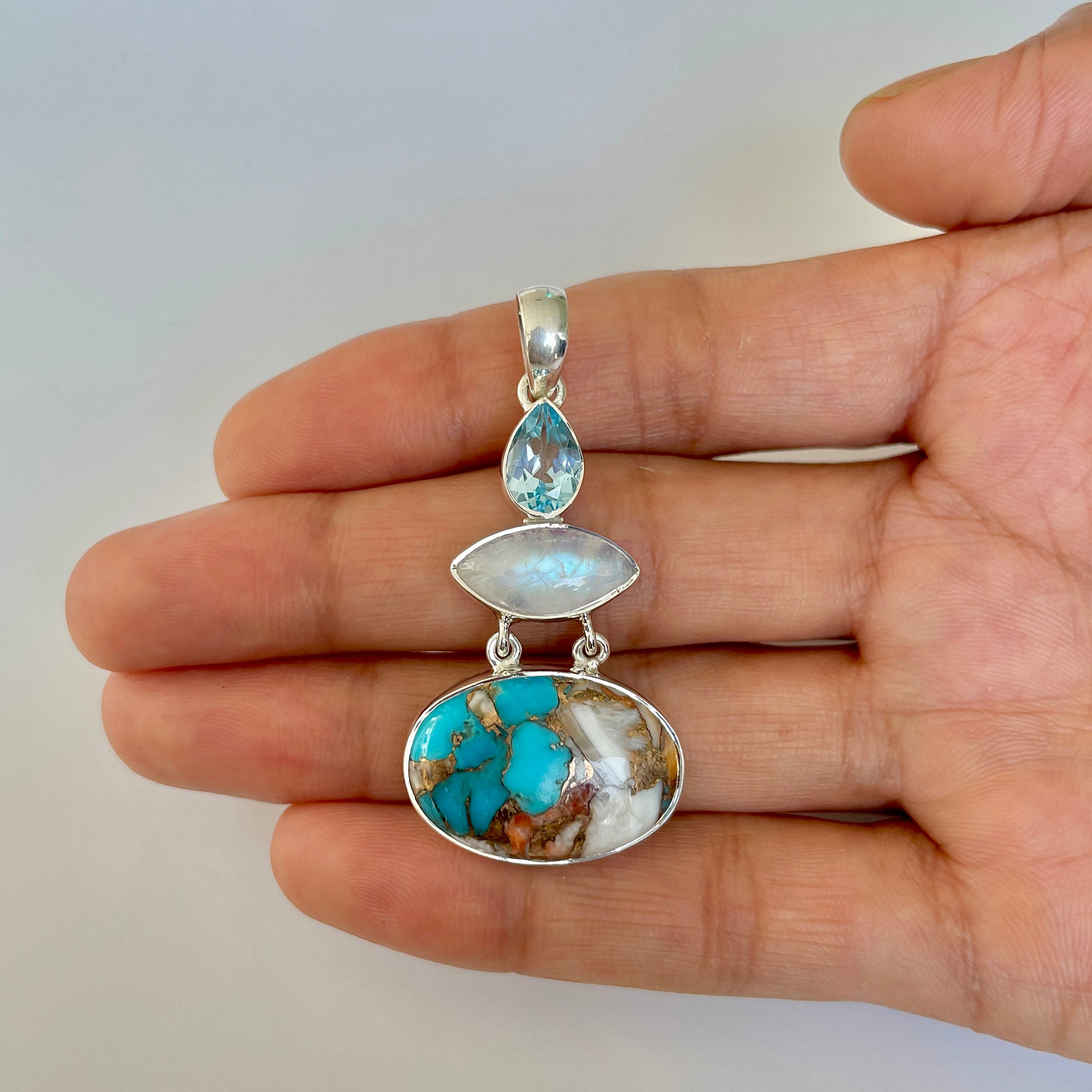 Spiny Oyster Turquoise Pendant-(TRO-1-25)