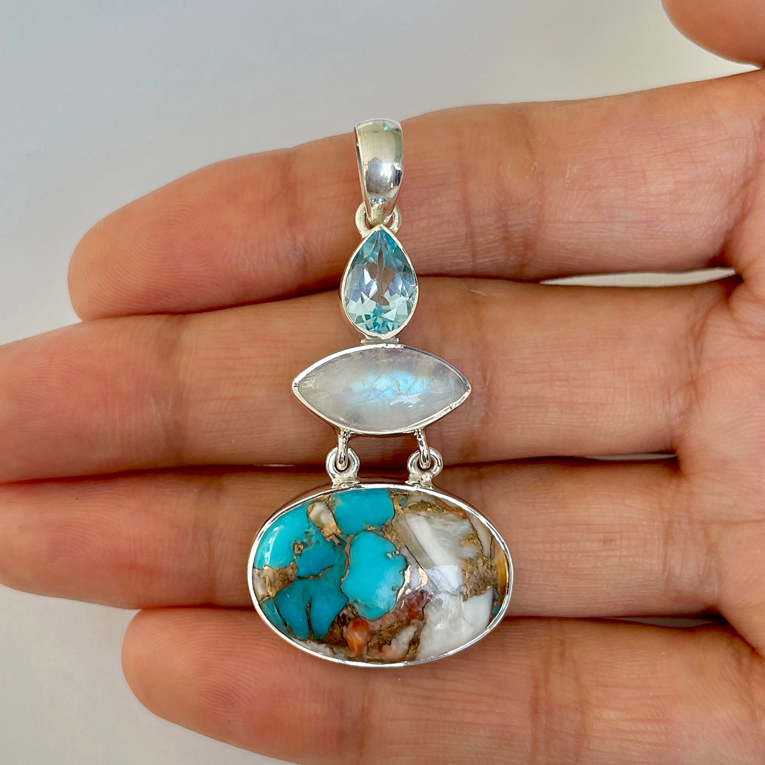 Spiny Oyster Turquoise Pendant-(TRO-1-25)