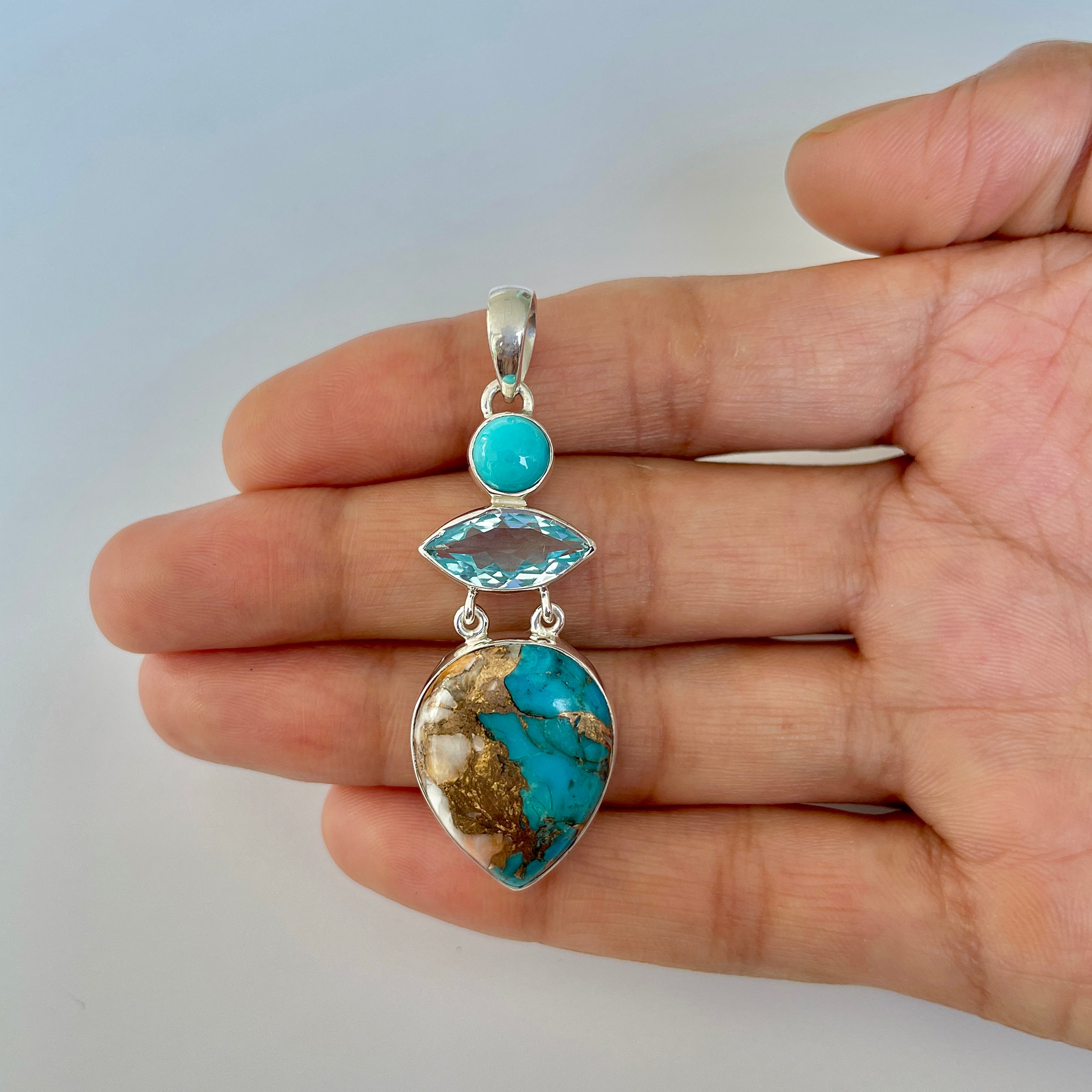 Spiny Oyster Turquoise Pendant-(TRO-1-32)