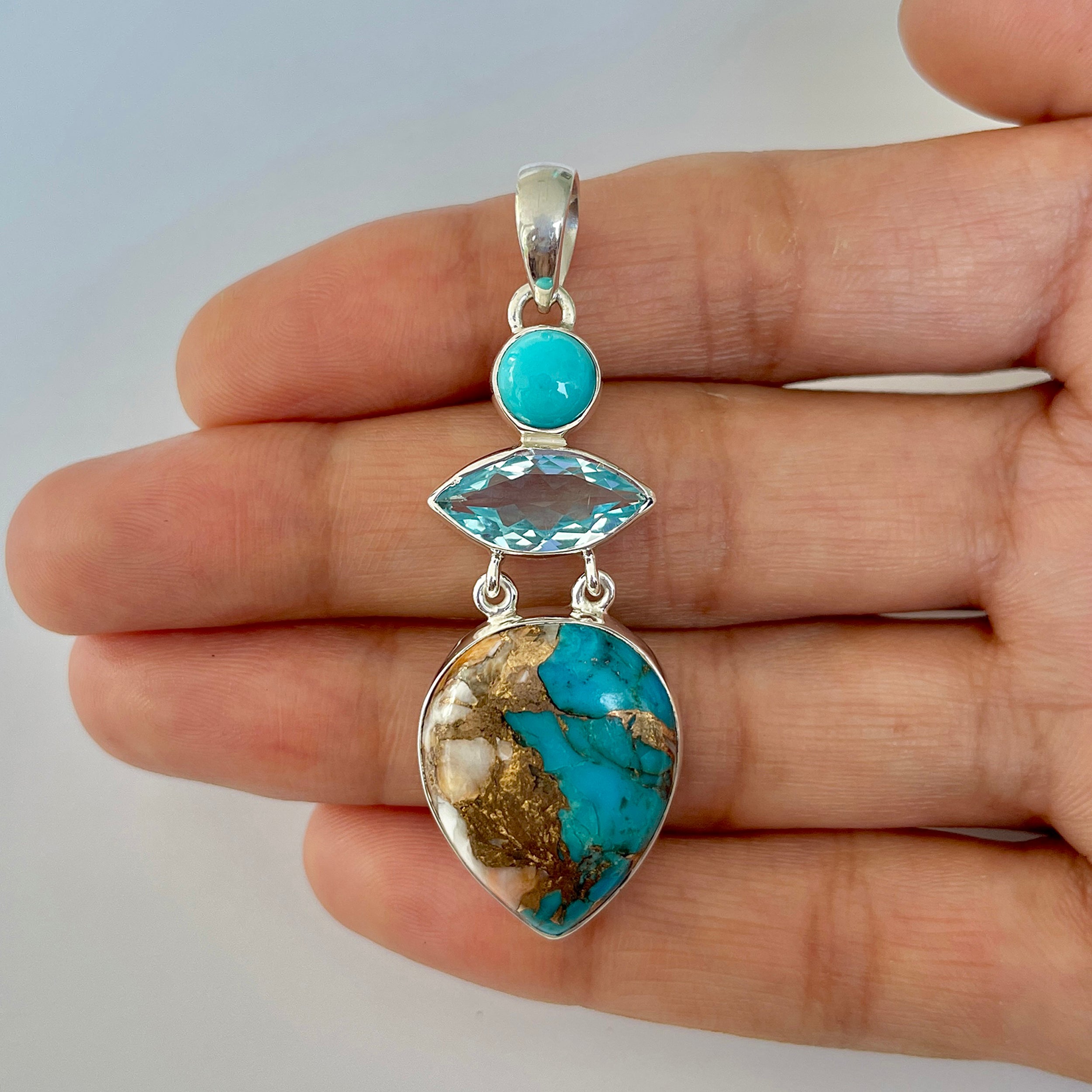 Spiny Oyster Turquoise Pendant-(TRO-1-32)