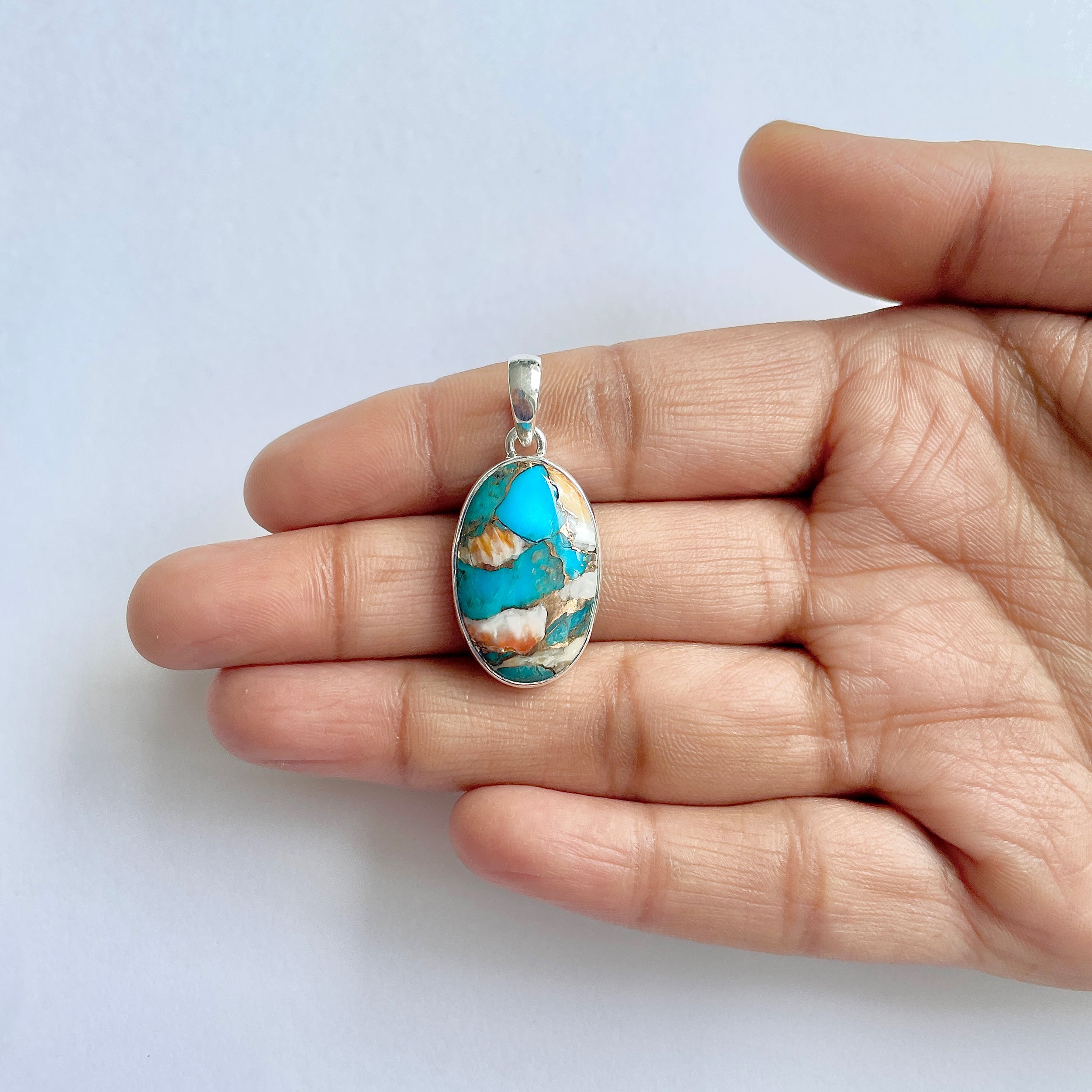 Spiny Oyster Turquoise Pendant-(TRO-1-4)