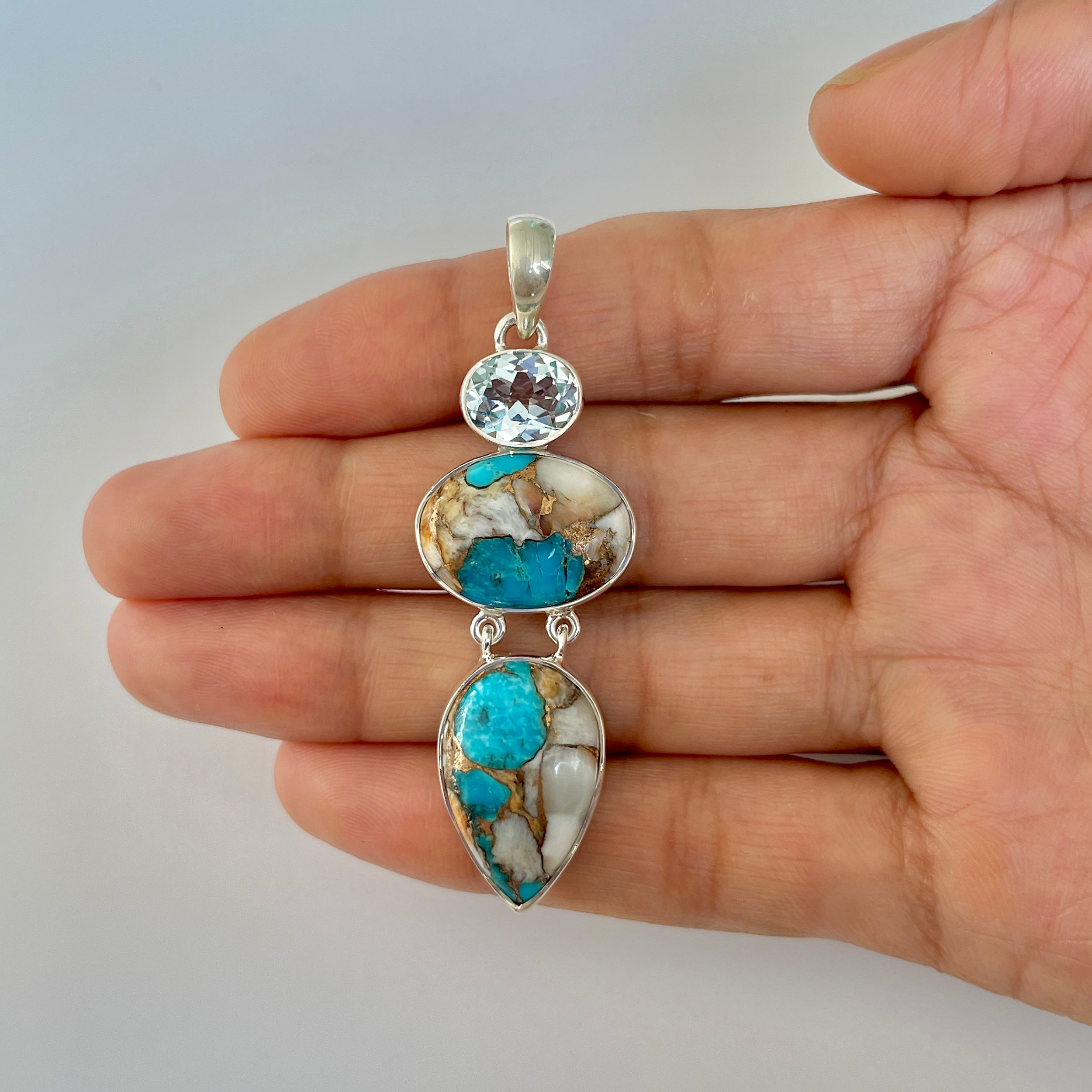 Spiny Oyster Turquoise Pendant-(TRO-1-48)
