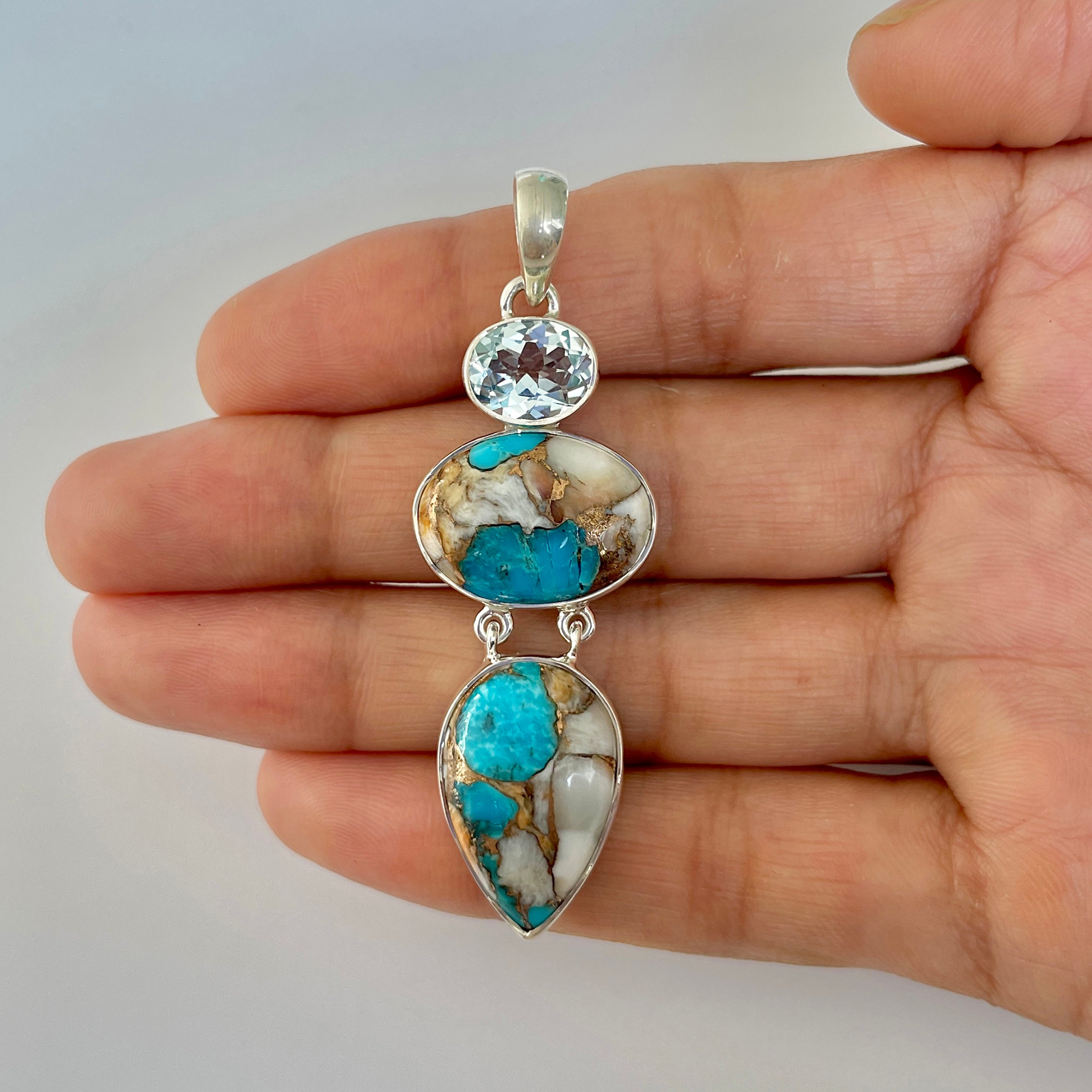 Spiny Oyster Turquoise Pendant-(TRO-1-48)
