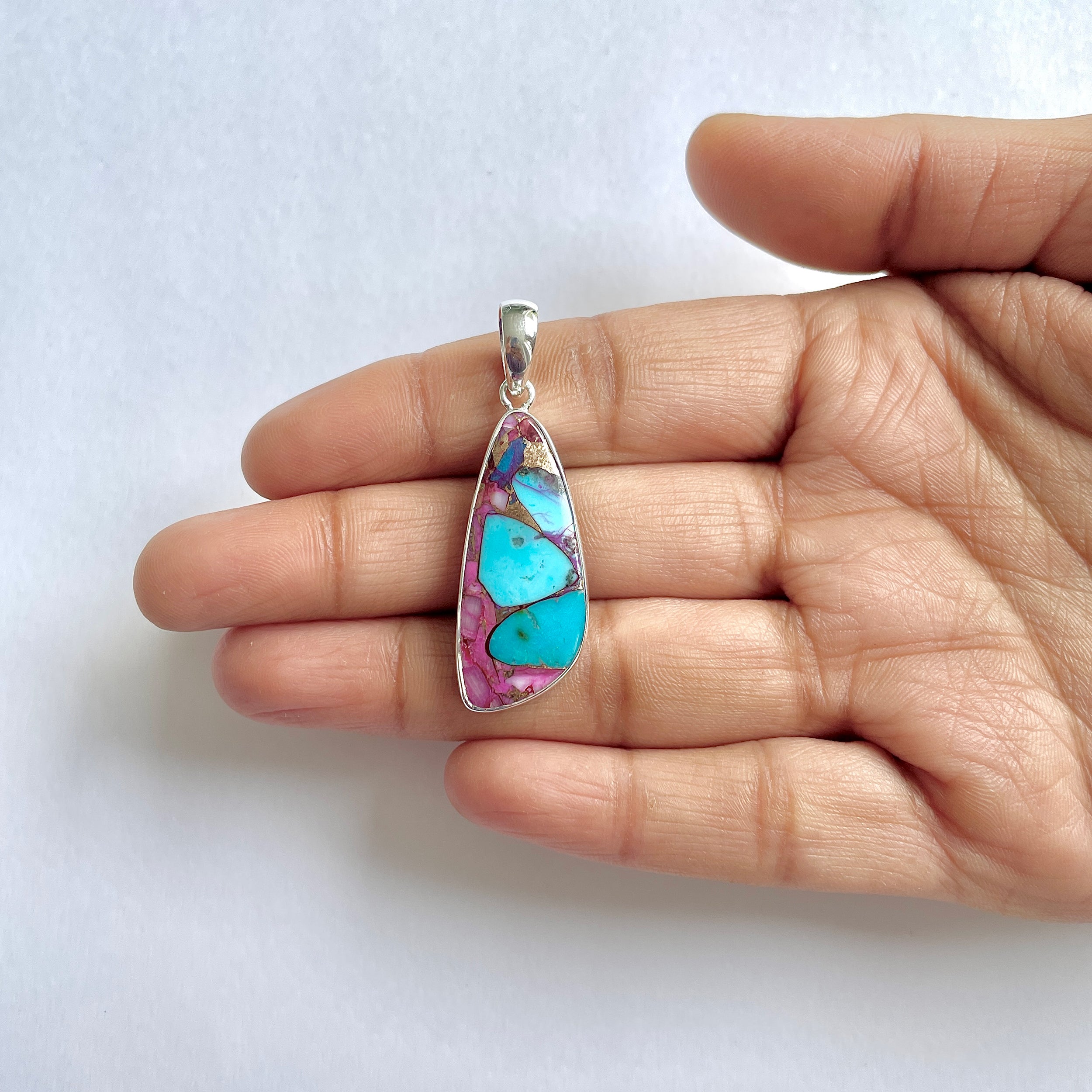 Spiny Oyster Turquoise Pendant-(TRO-1-5)