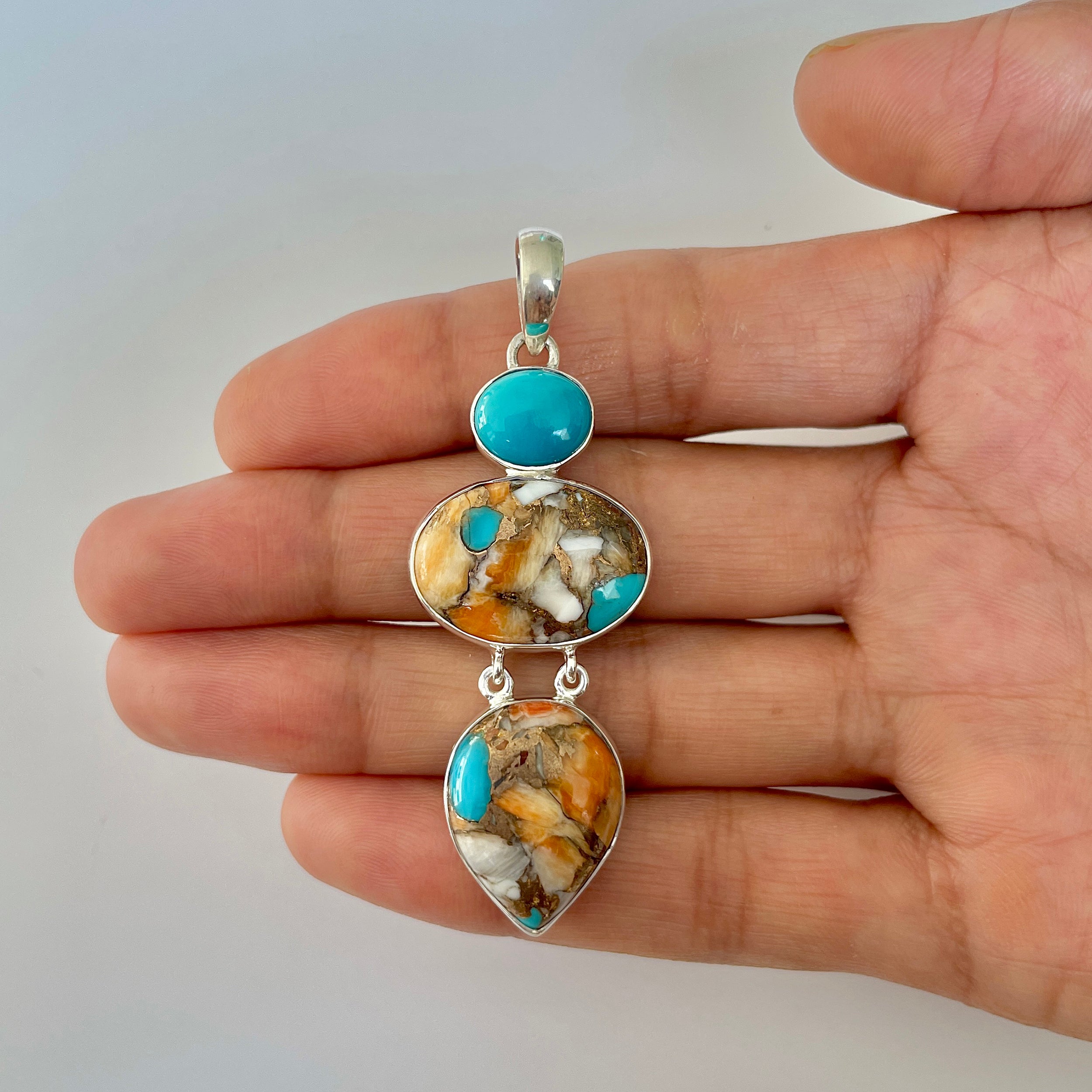 Spiny Oyster Turquoise Pendant-(TRO-1-50)