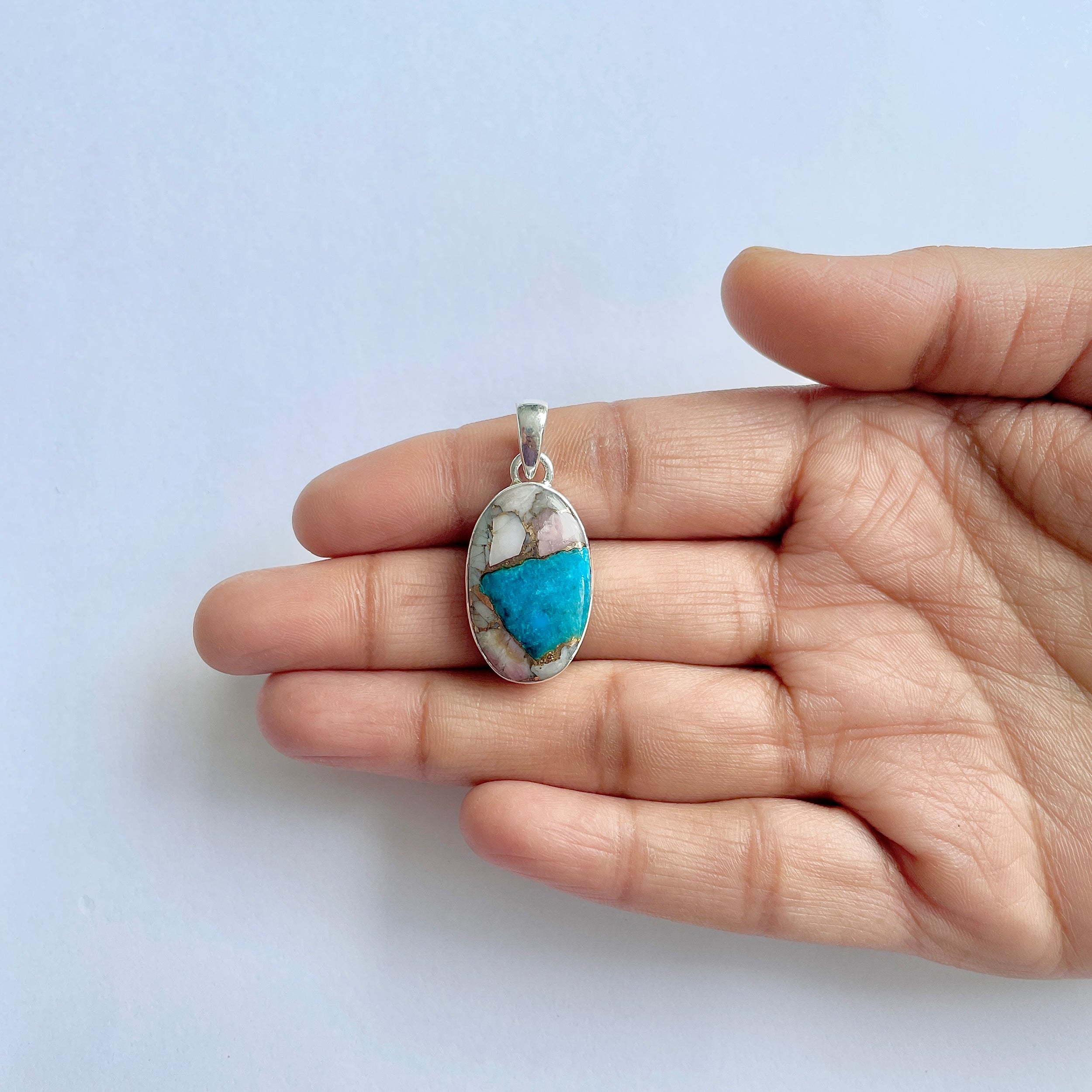 Spiny Oyster Turquoise Pendant-(TRO-1-8)