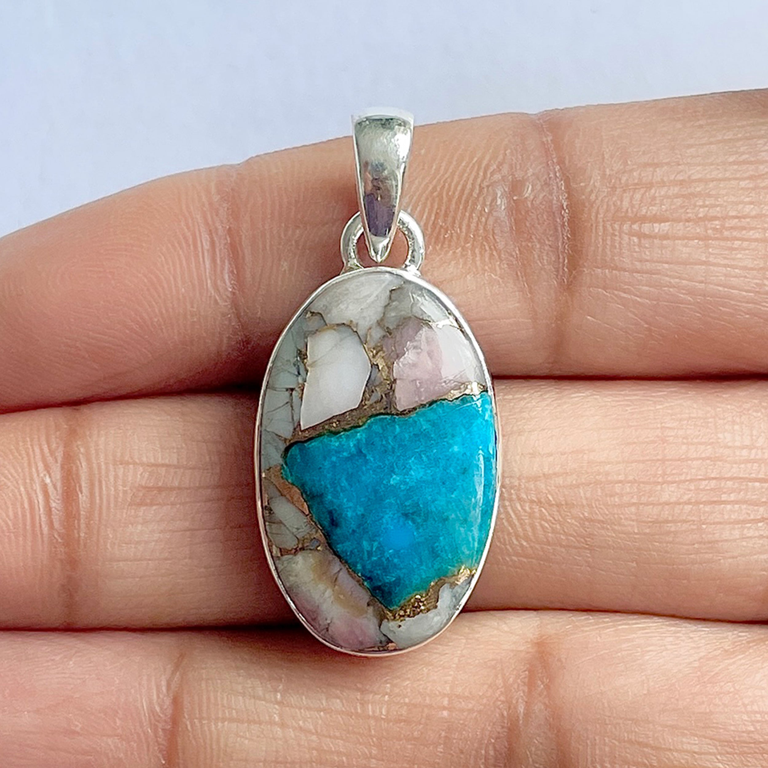 Spiny Oyster Turquoise Pendant-(TRO-1-8)