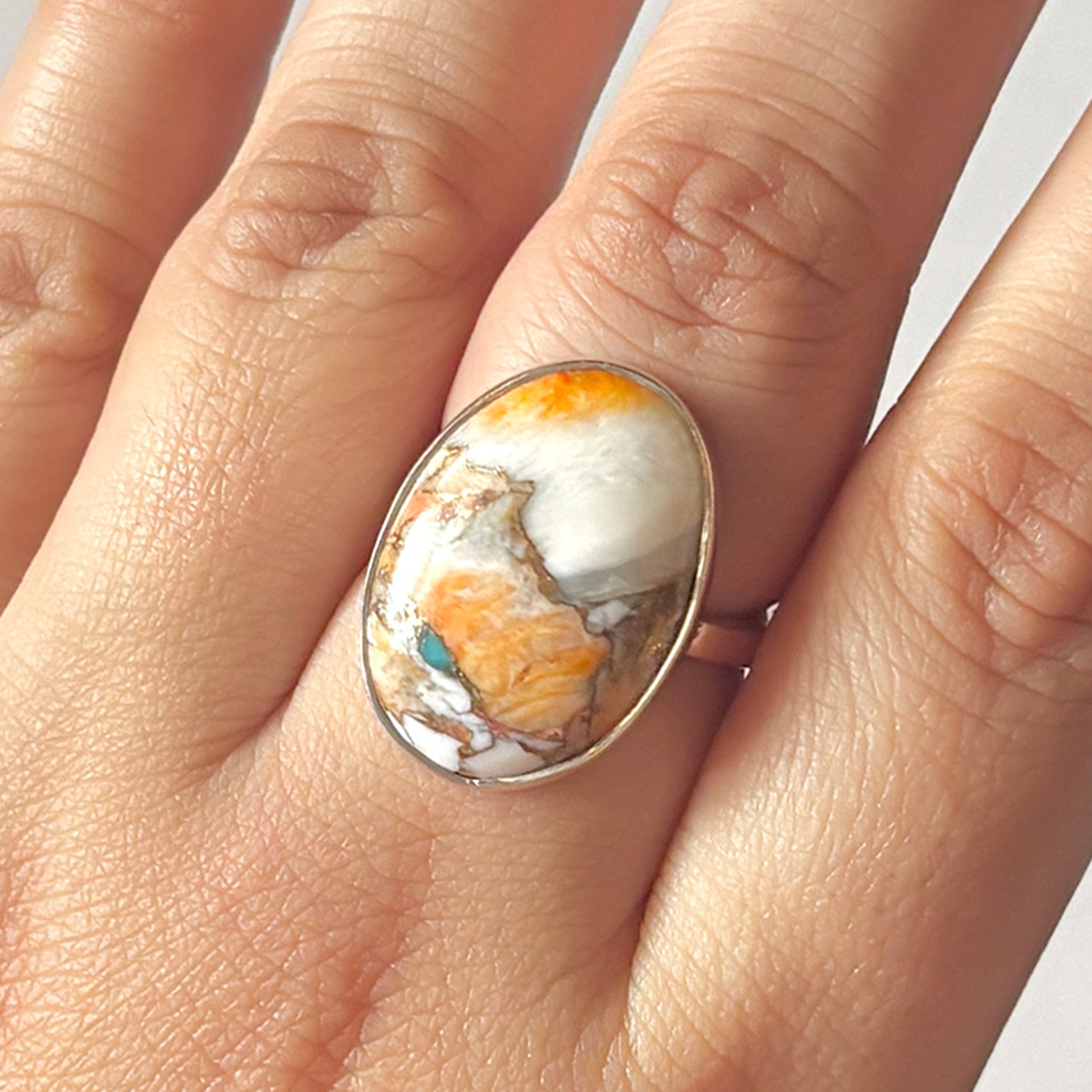 Spiny Oyster Turquoise Ring-(TRO-2-6)