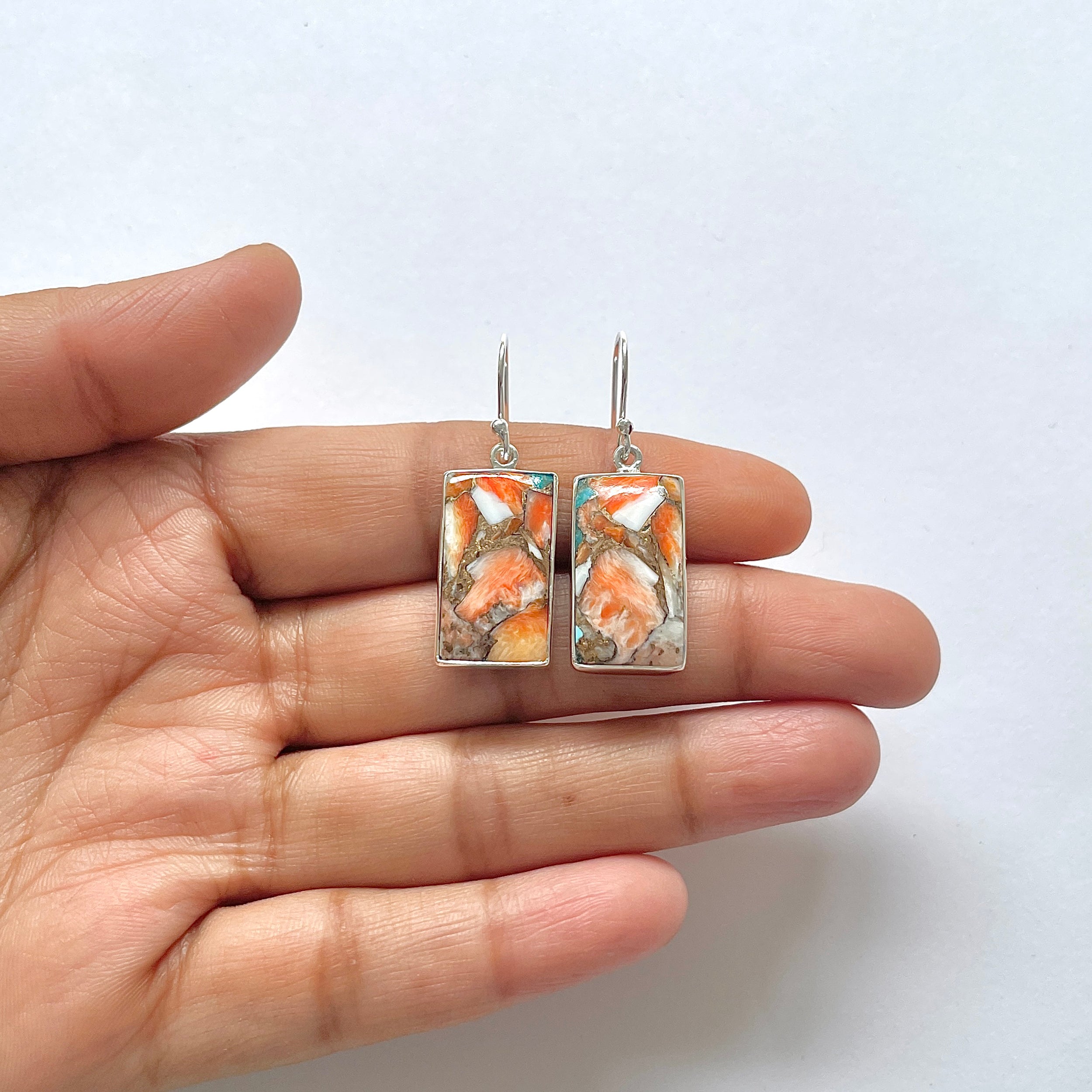 Spiny Oyster Turquoise Earring-(TRO-3-4)