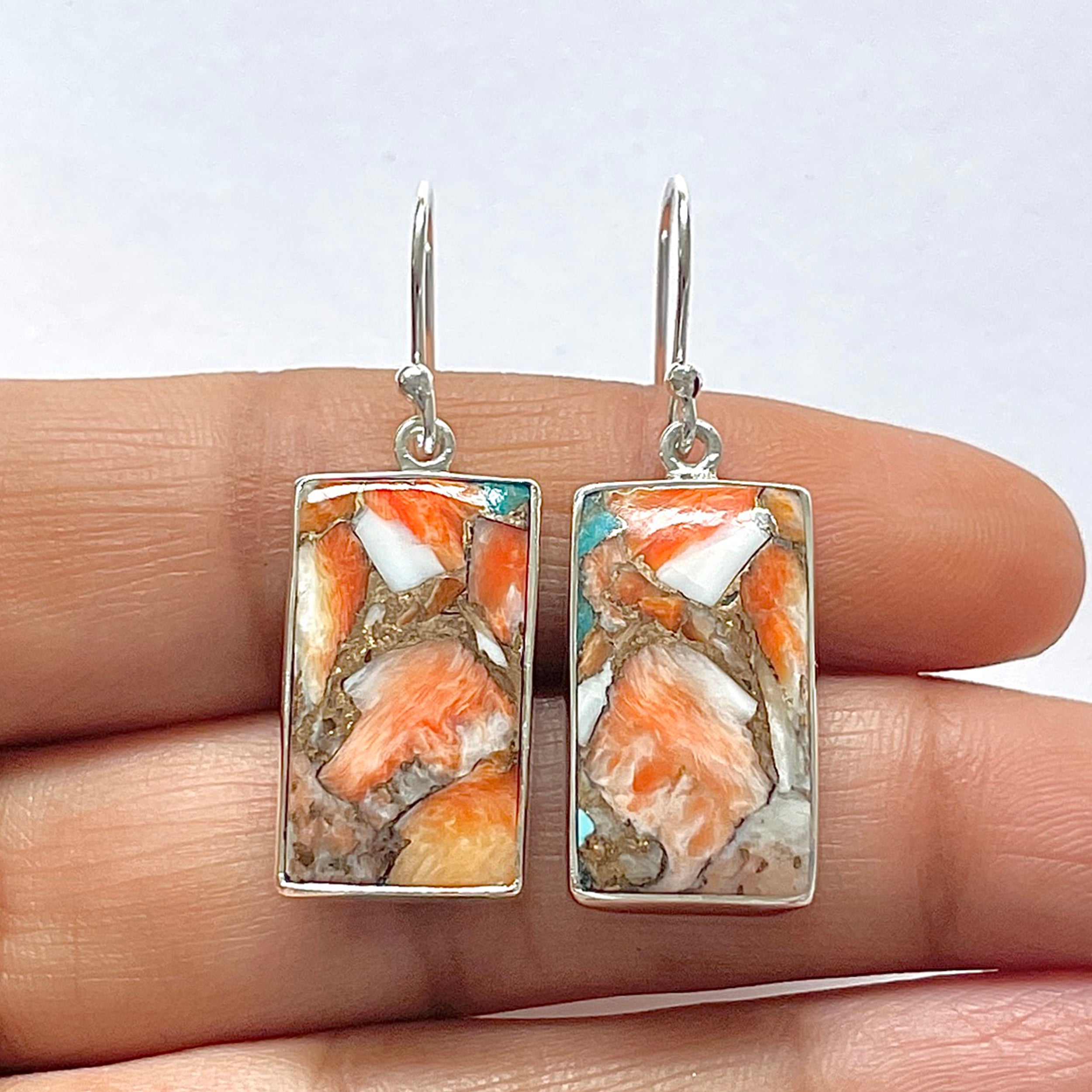 Spiny Oyster Turquoise Earring-(TRO-3-4)