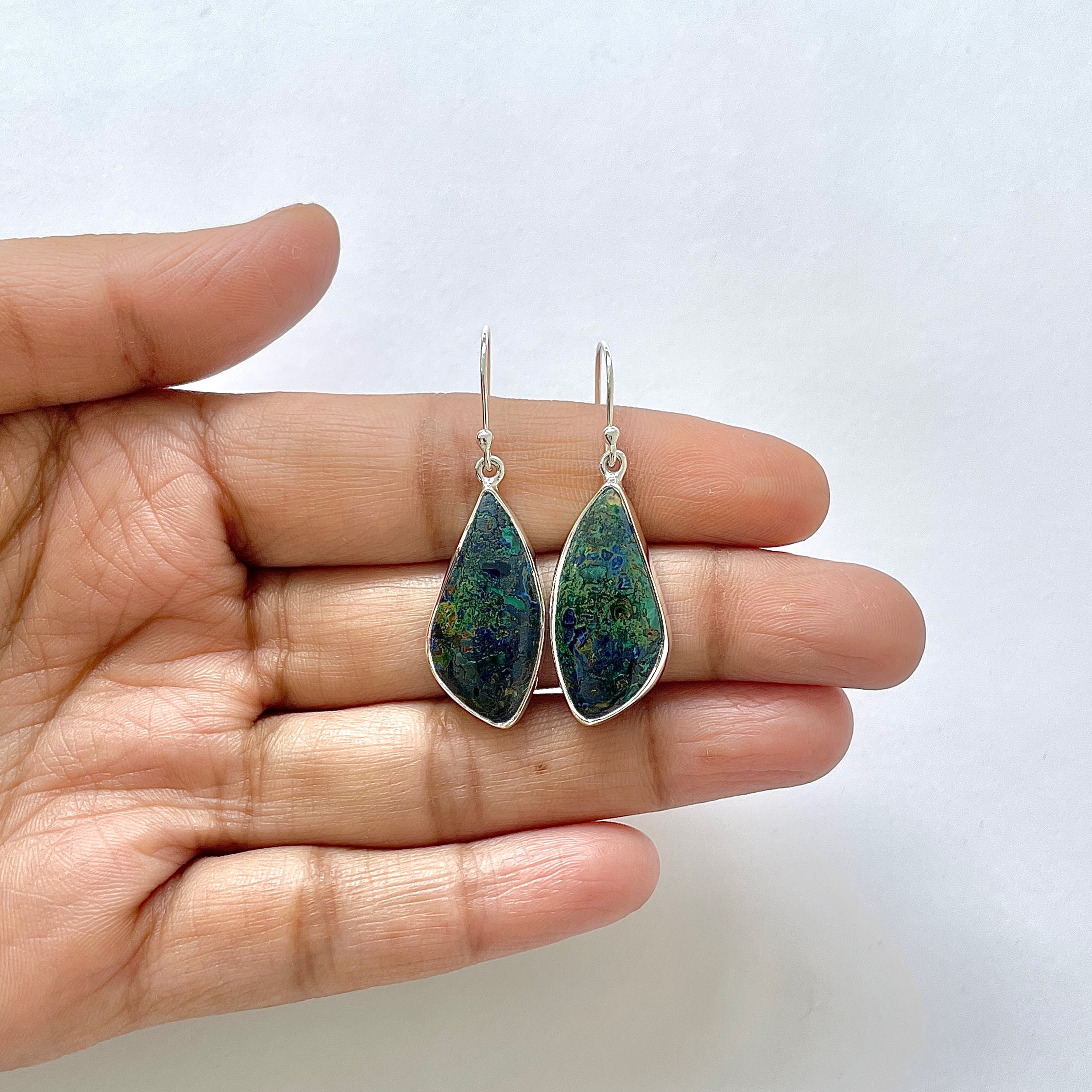 Azurite Malachite Earring-(AZM-3-1)